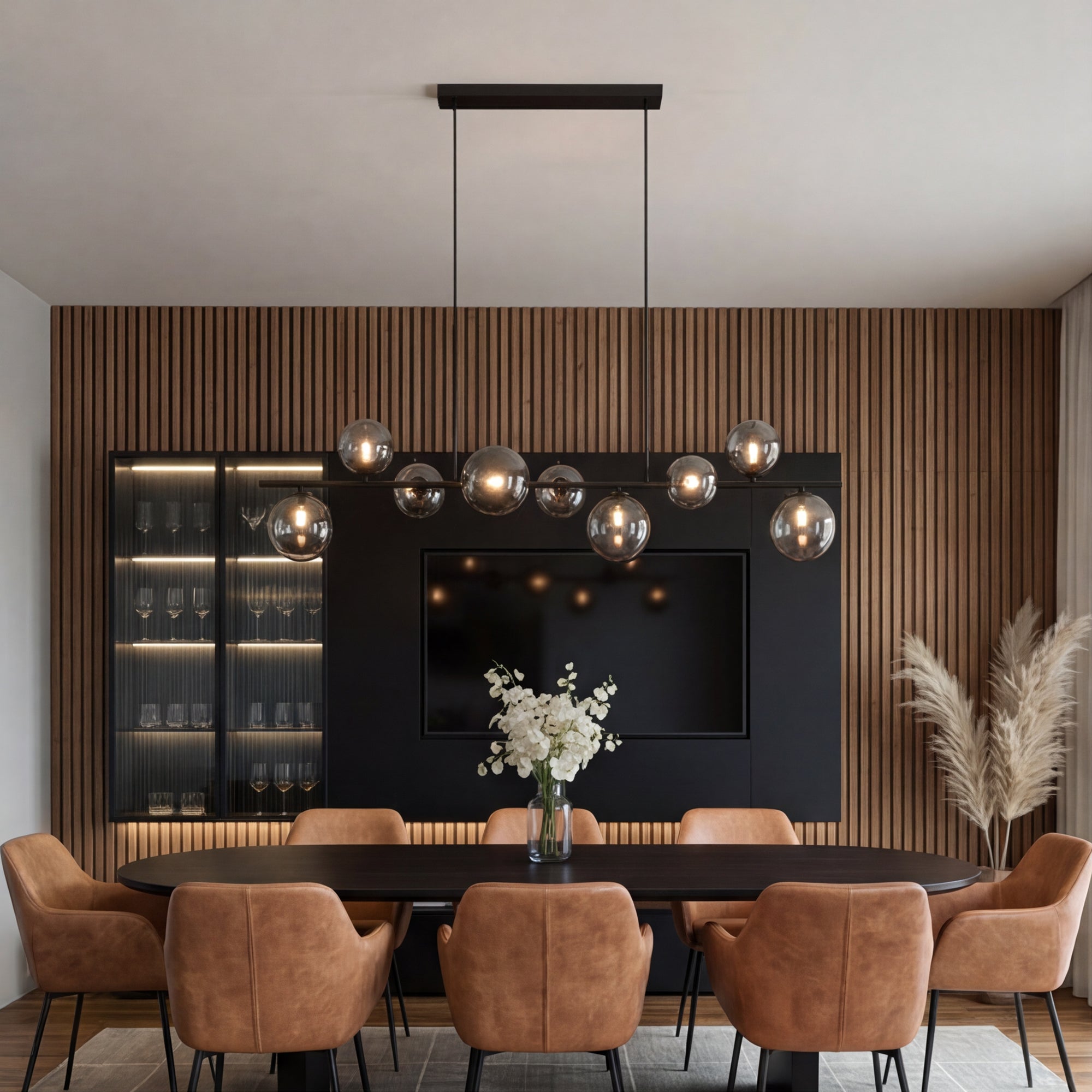Hanglamp Novi - 9-lichts - Smoke - Glas