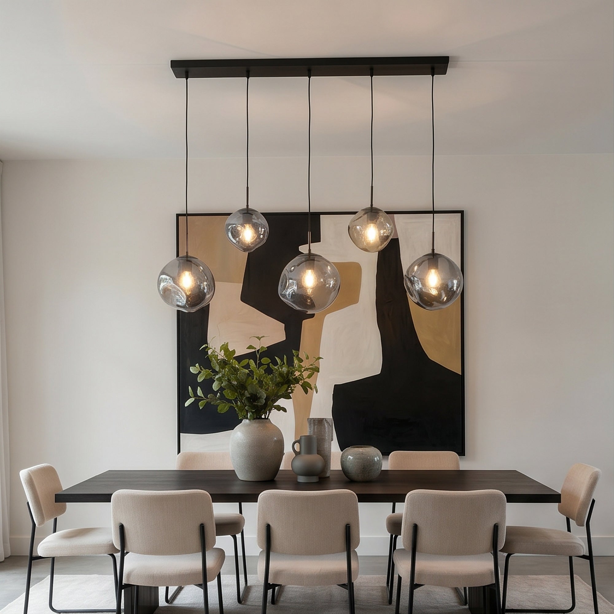 Hanglamp Diora - 5-lichts - Smoke - Glas