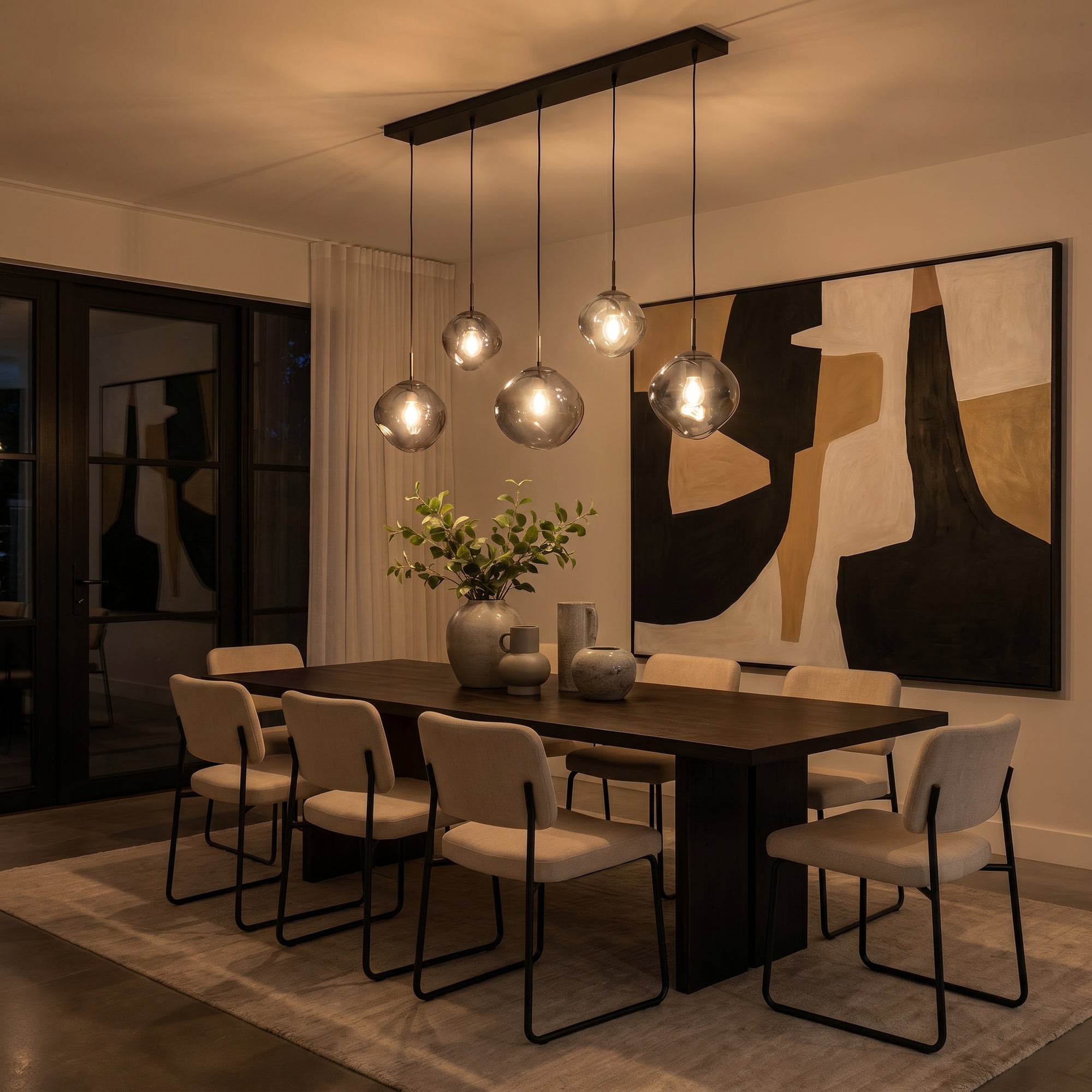 Hanglamp Diora - 5-lichts - Smoke - Glas