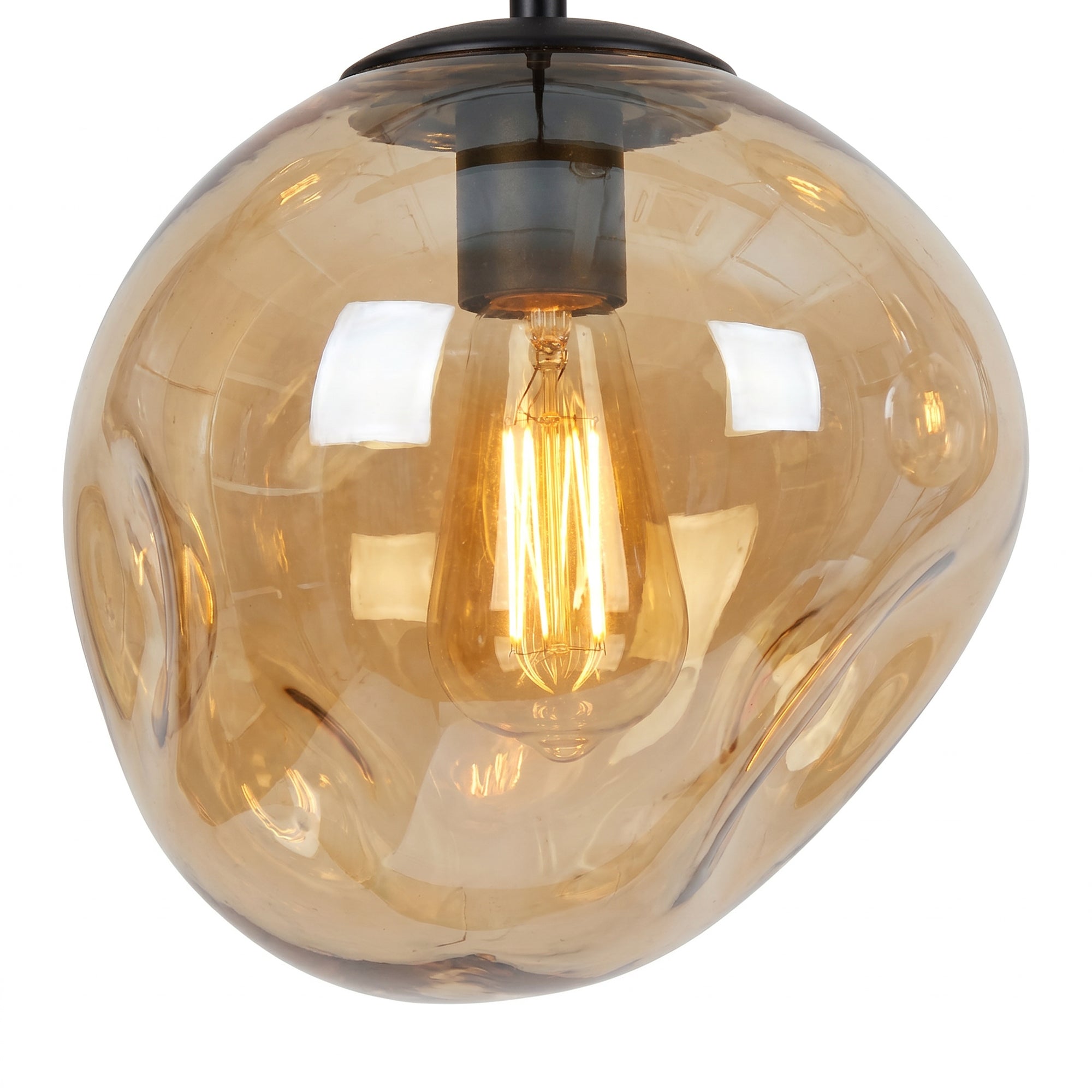 Hanglamp Diora - 5-lichts - Amberkleurig - Glas