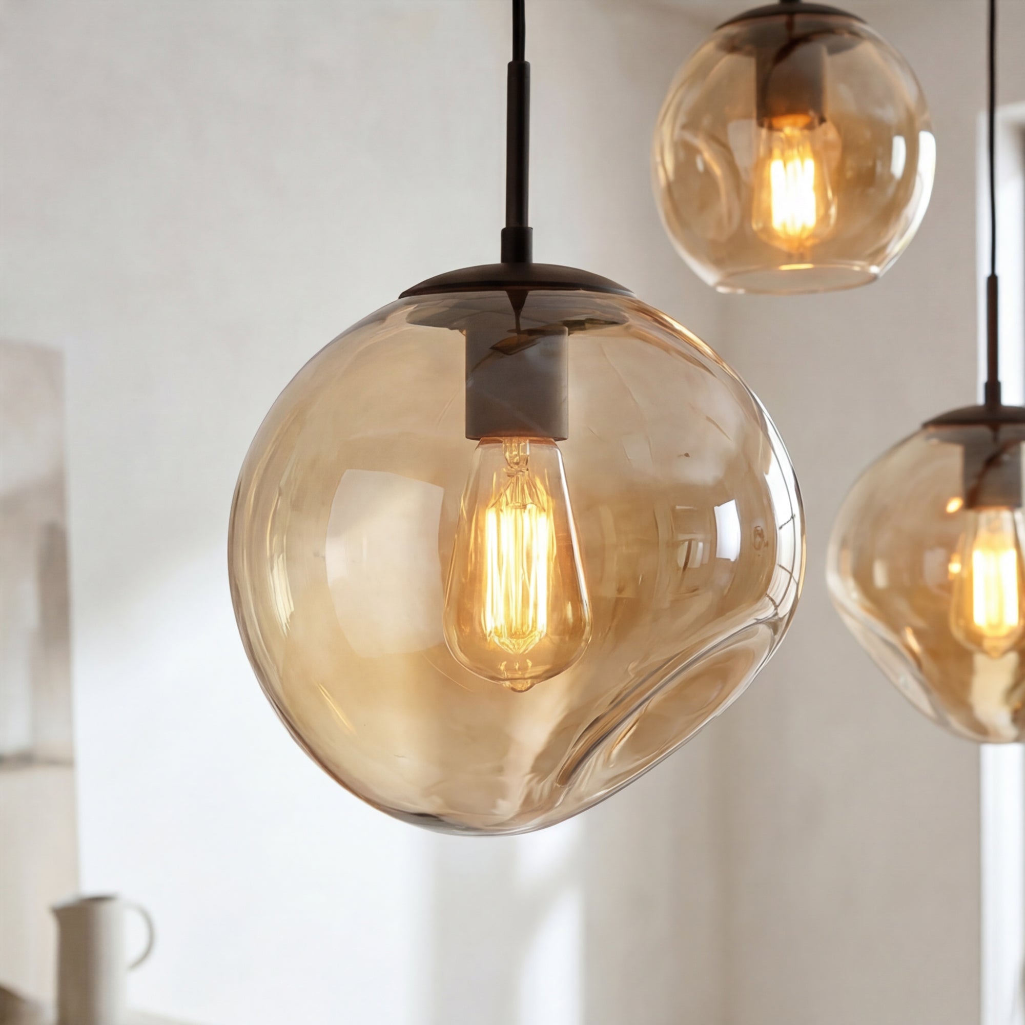 Hanglamp Diora - 5-lichts - Amberkleurig - Glas