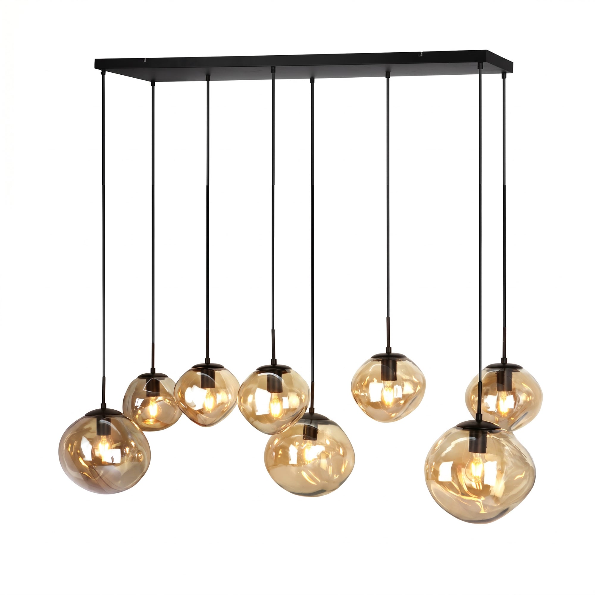 Hanglamp Badoe - 8-lichts - Amberkleurig - Glas