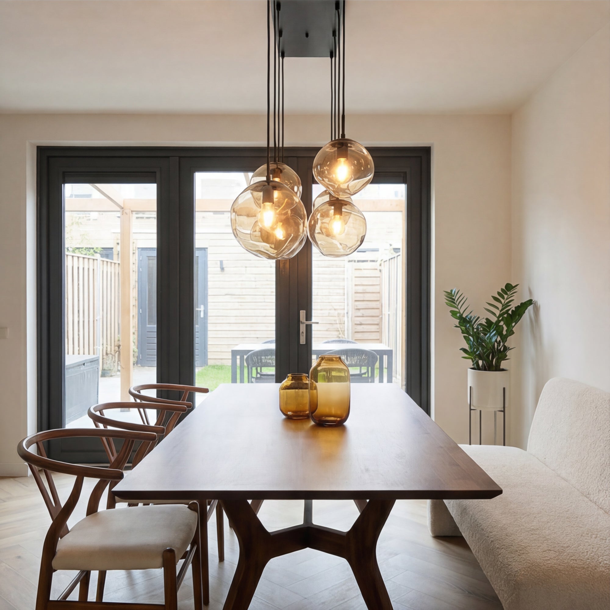 Hanglamp Badoe - 8-lichts - Amberkleurig - Glas