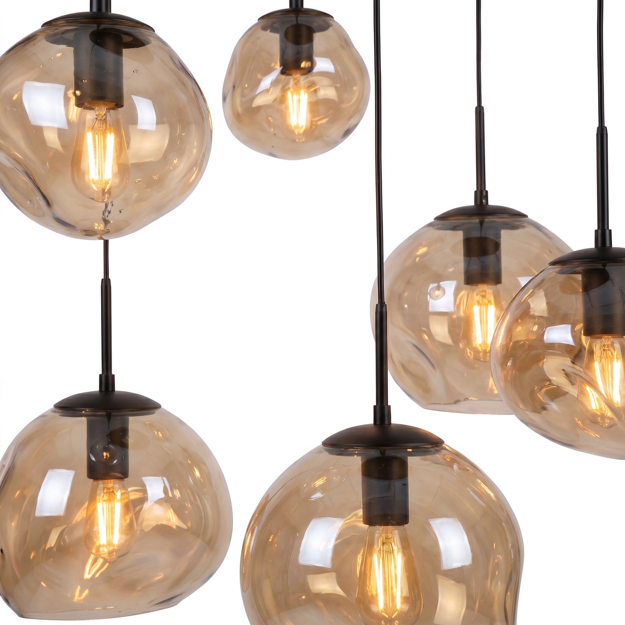Hanglamp Bello - 6-lichts - Amberkleurig - Glas