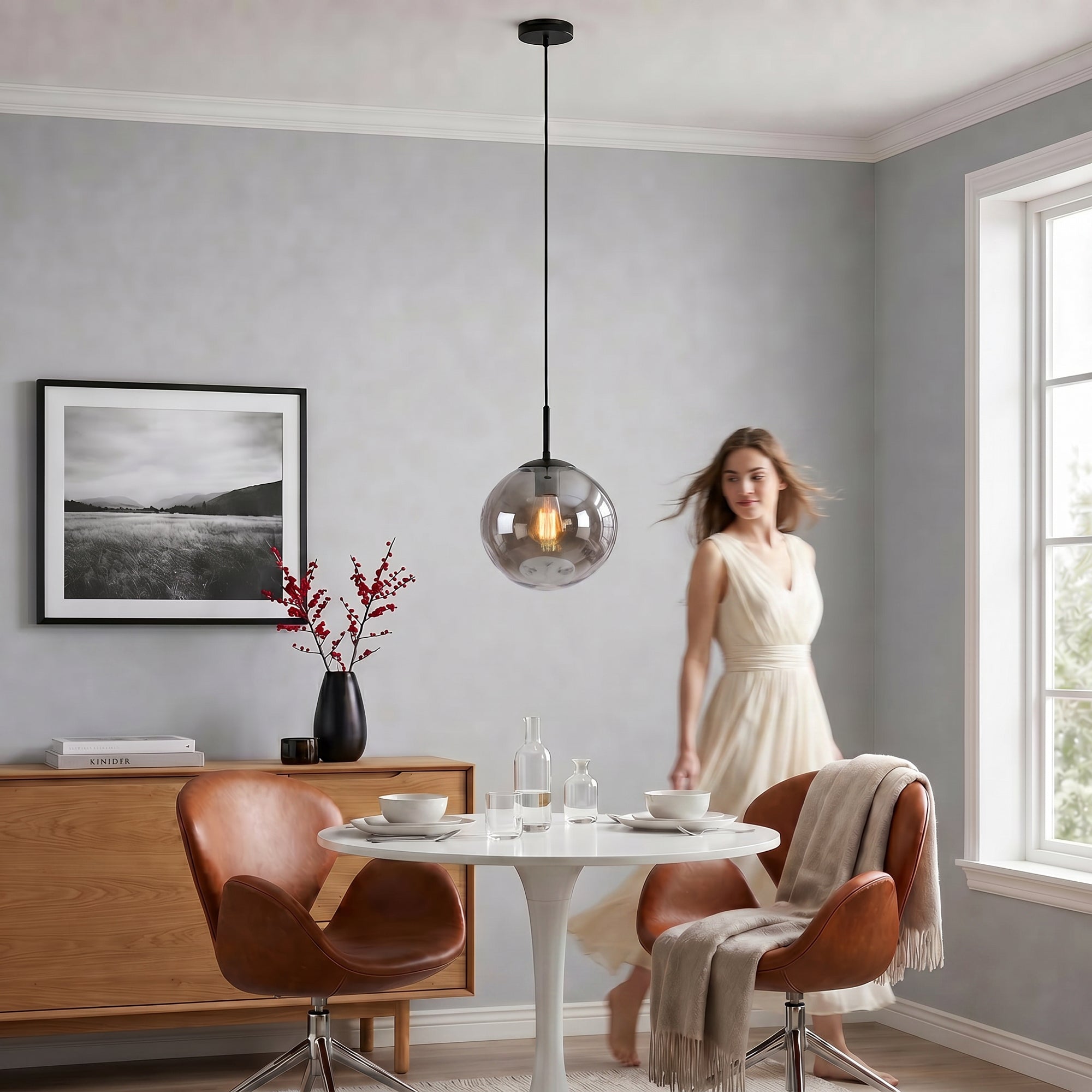 Hanglamp Nove - 1-lichts - Smoke - Glas
