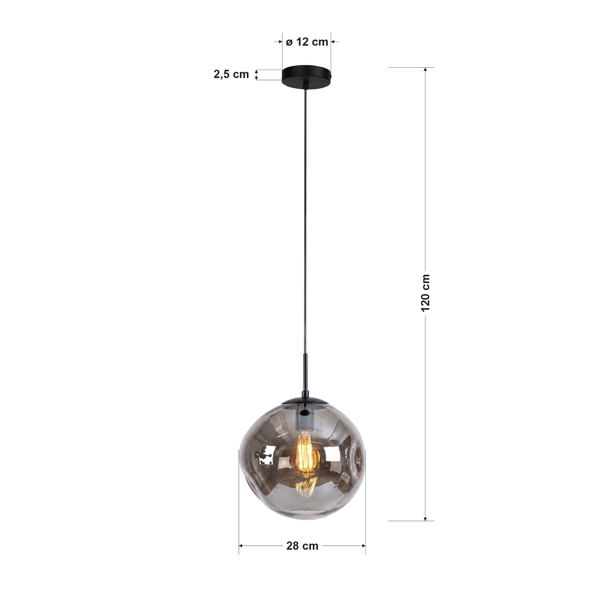 Hanglamp Nove - 1-lichts - Smoke - Glas