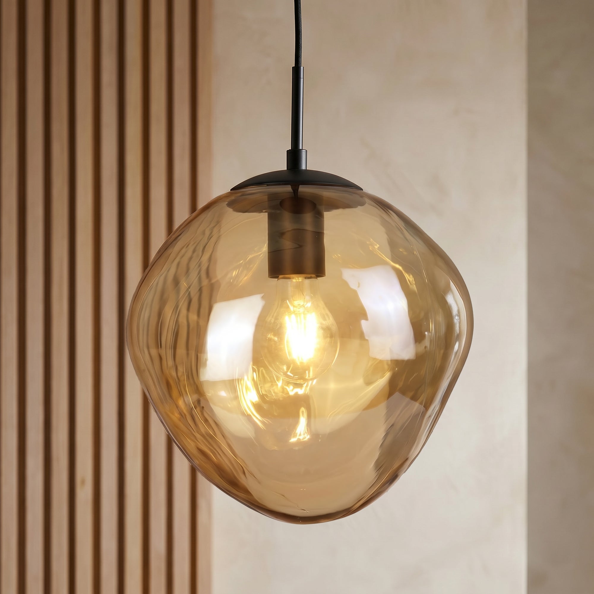 Hanglamp Nove - 1-lichts - Amberkleurig - Glas