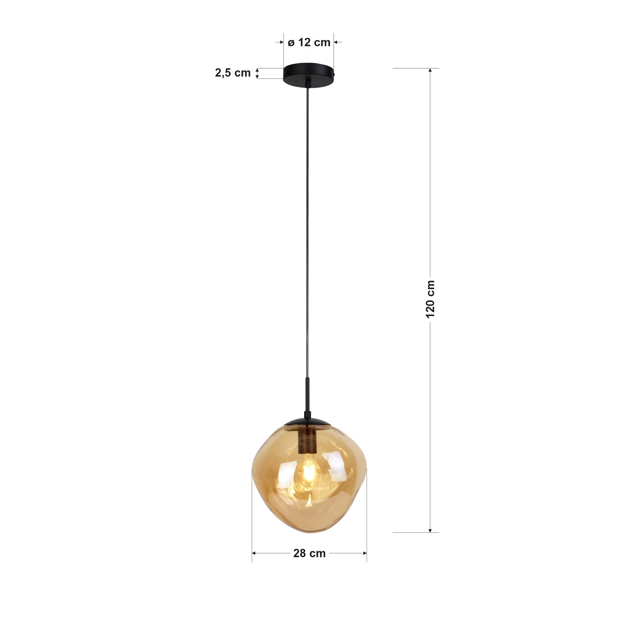 Hanglamp Nove - 1-lichts - Amberkleurig - Glas