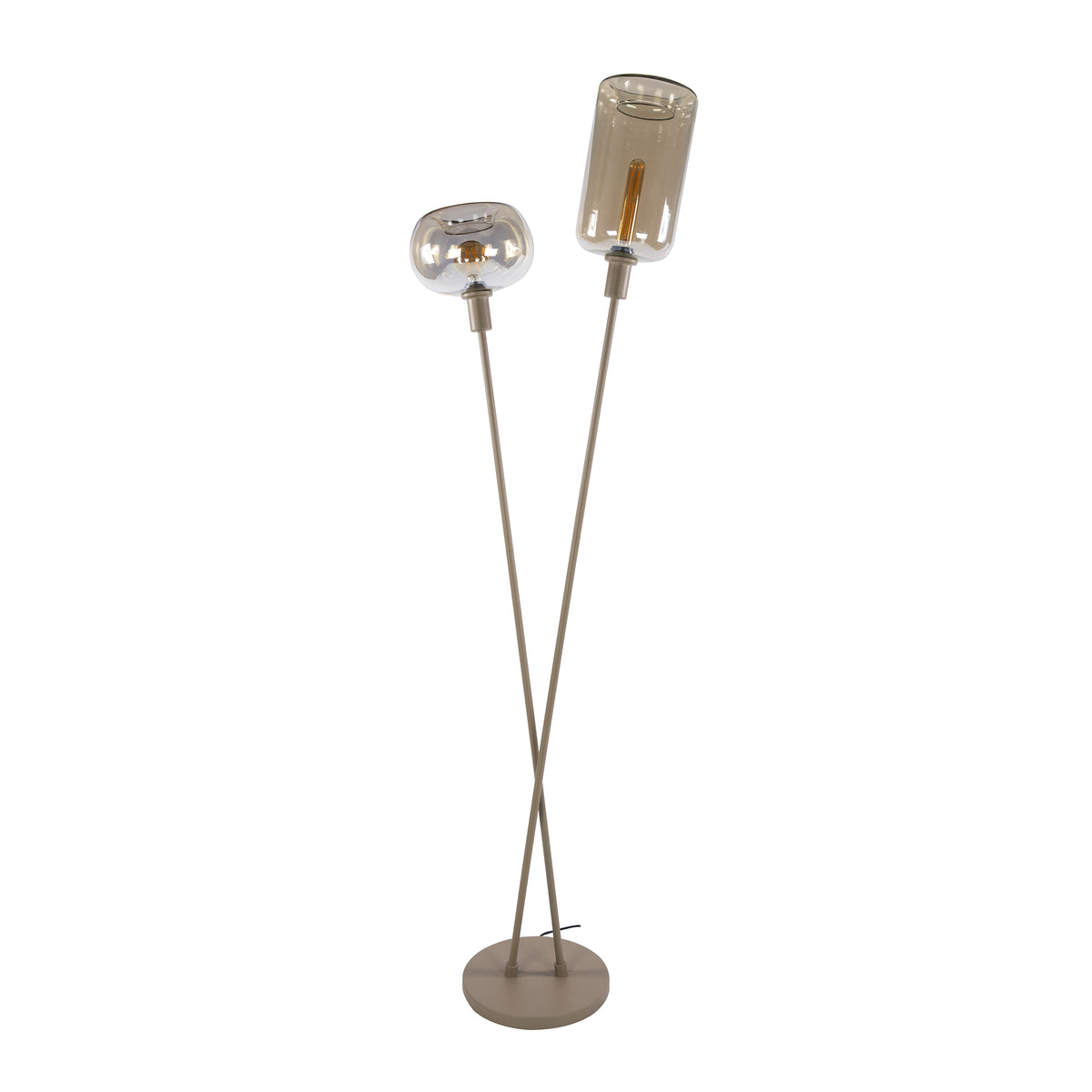 Vloerlamp Avelore - 2-lichts - Beige - Amberglas