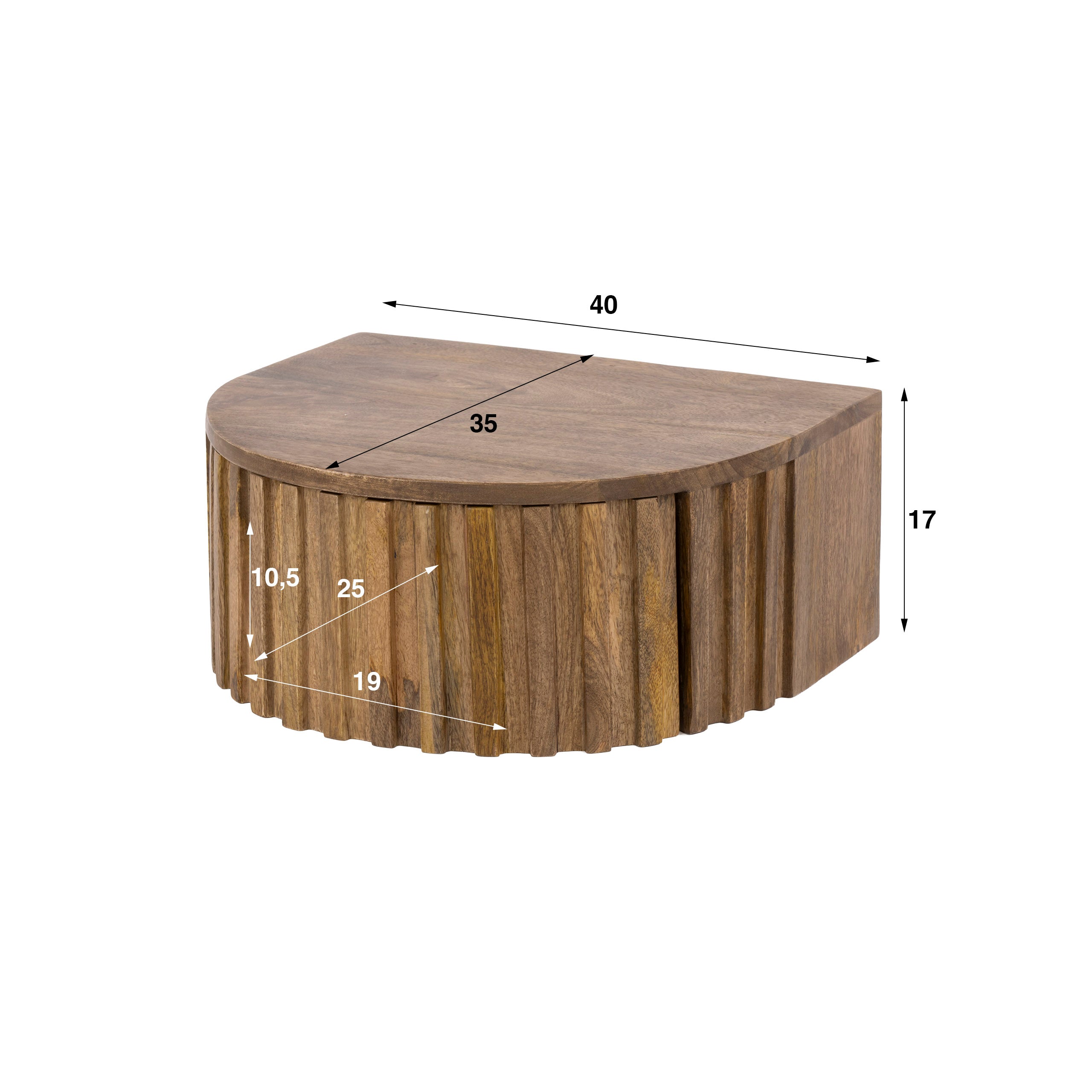 Nachtkastje Rivo - Mangohout - Zwevend