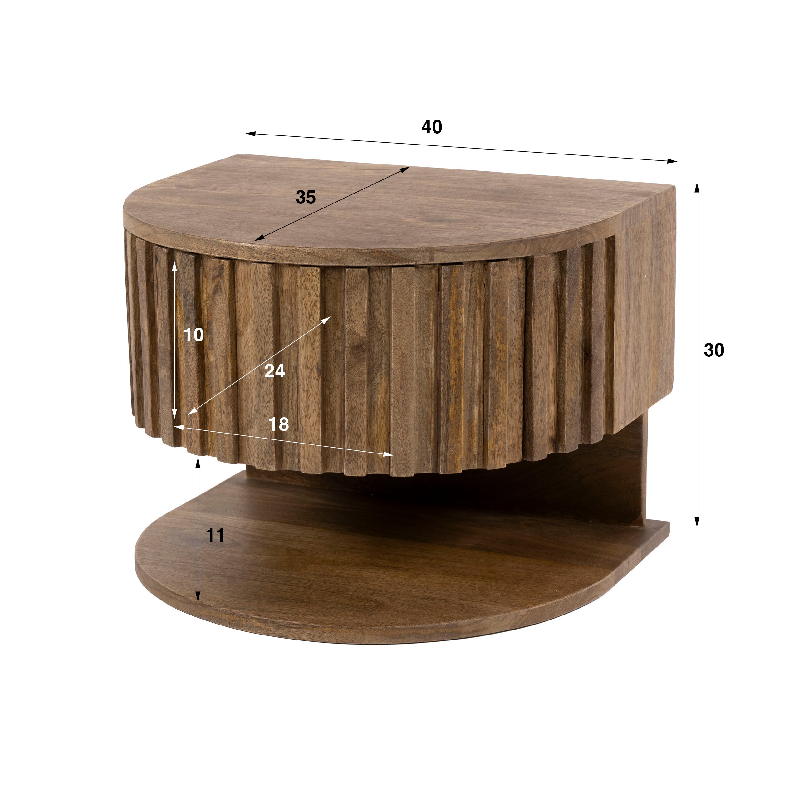 Nachtkastje Nivo - Mangohout - Zwevend