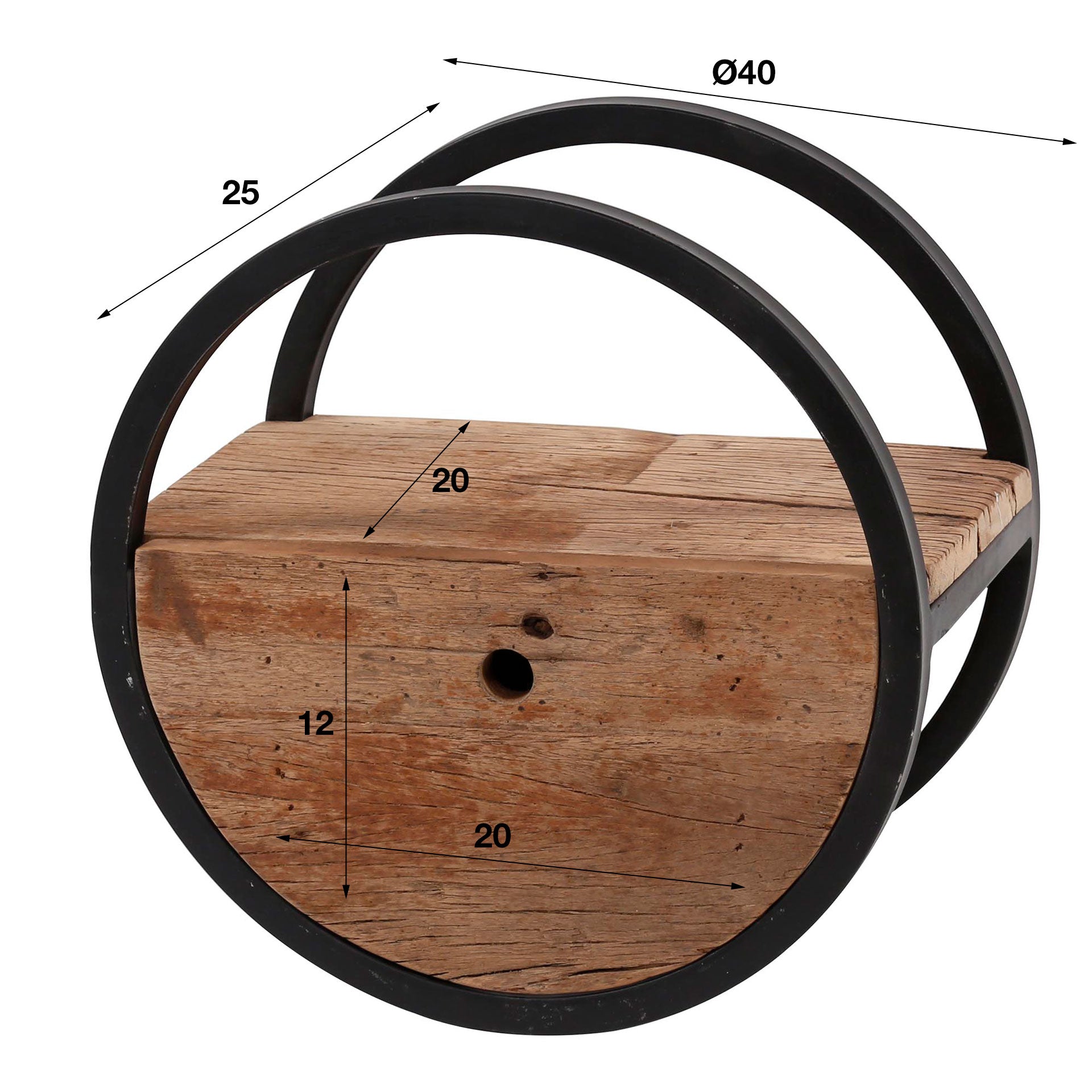 Wandschap Horizon - Bruin - Hardhout - 40 cm