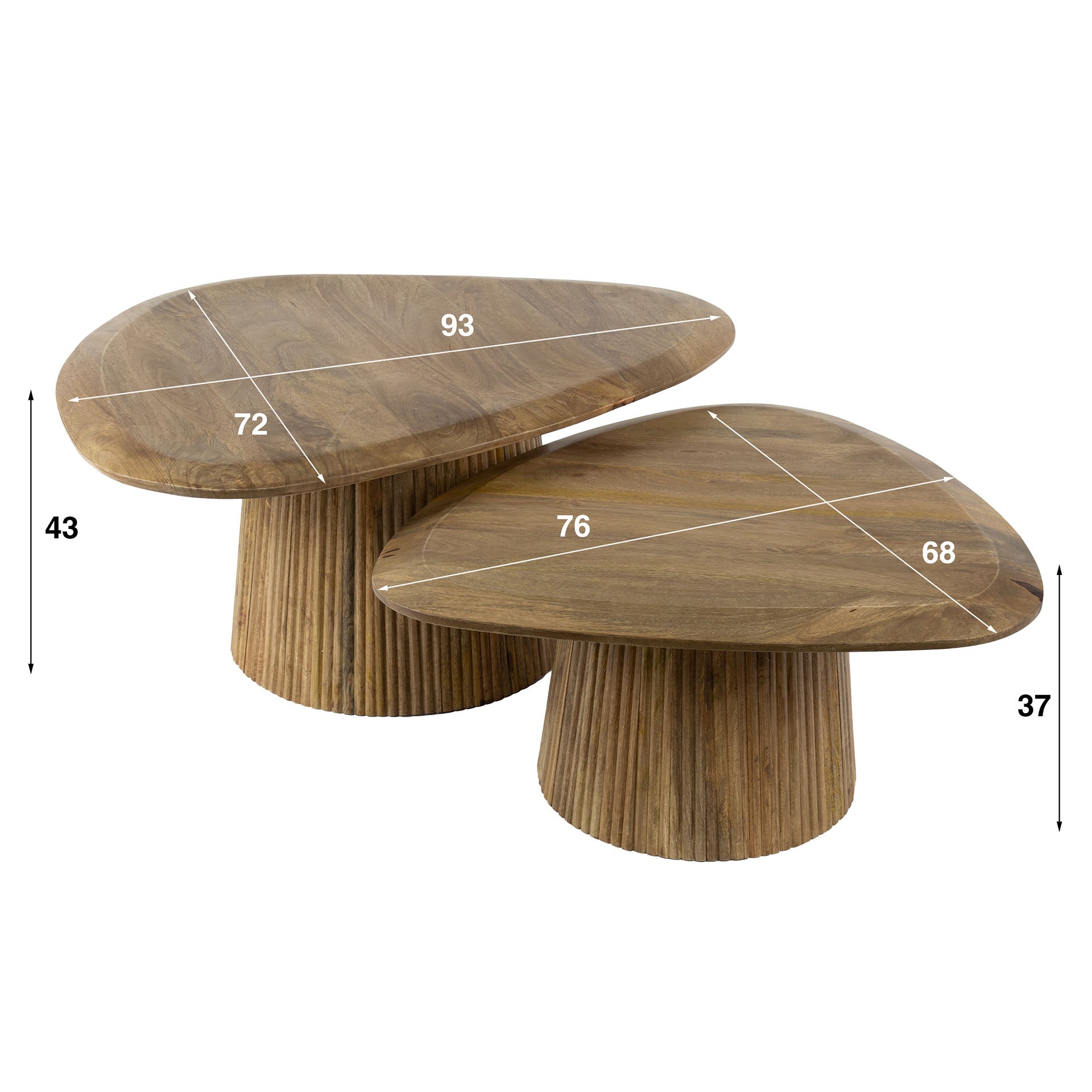 Salontafel Harmony - Organisch - Bruin - Mangohout - Set van 2