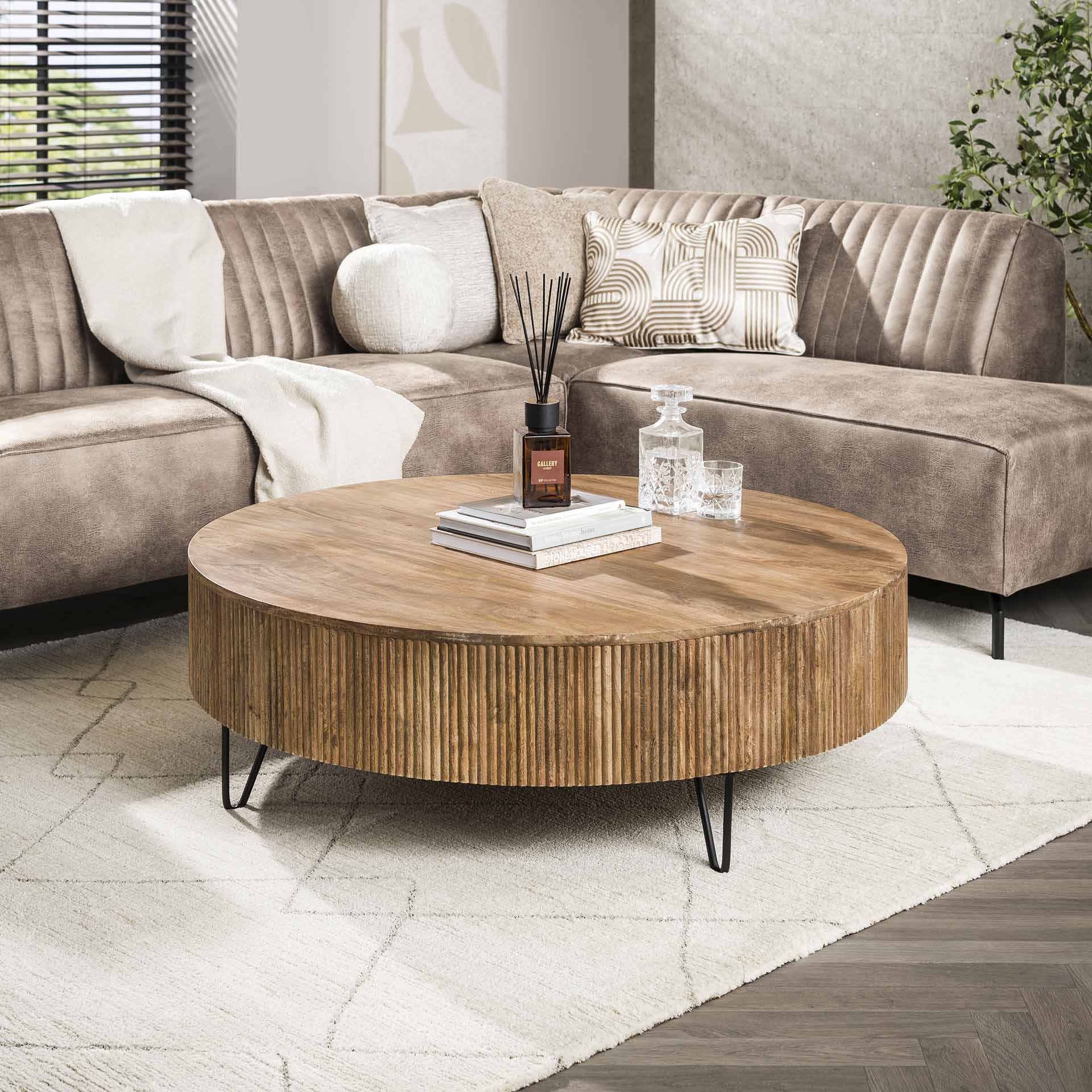 Salontafel Eloro - Rond - Mangohout - 120 cm