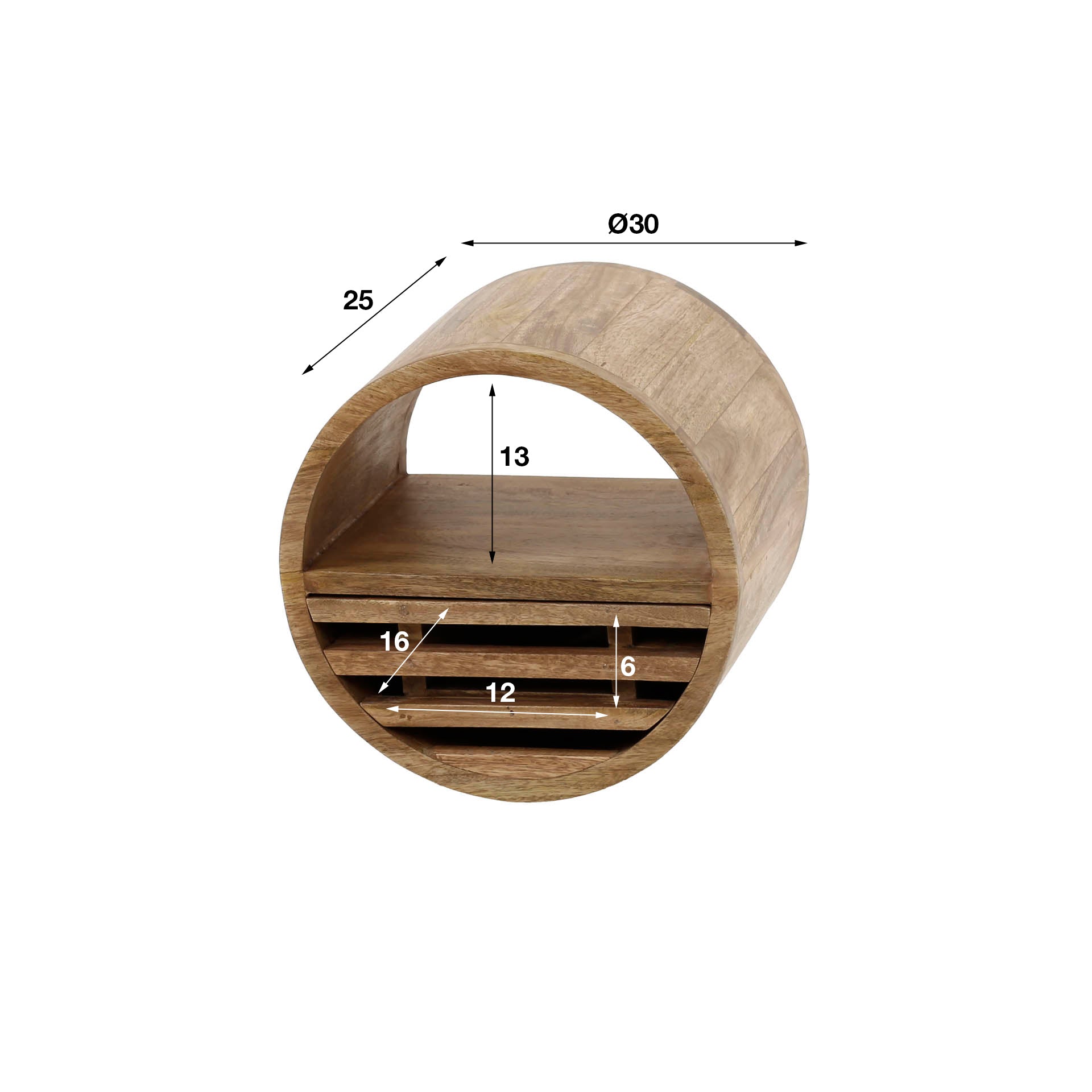 Wandschap Mirage - Bruin - Mangohout - 30 cm