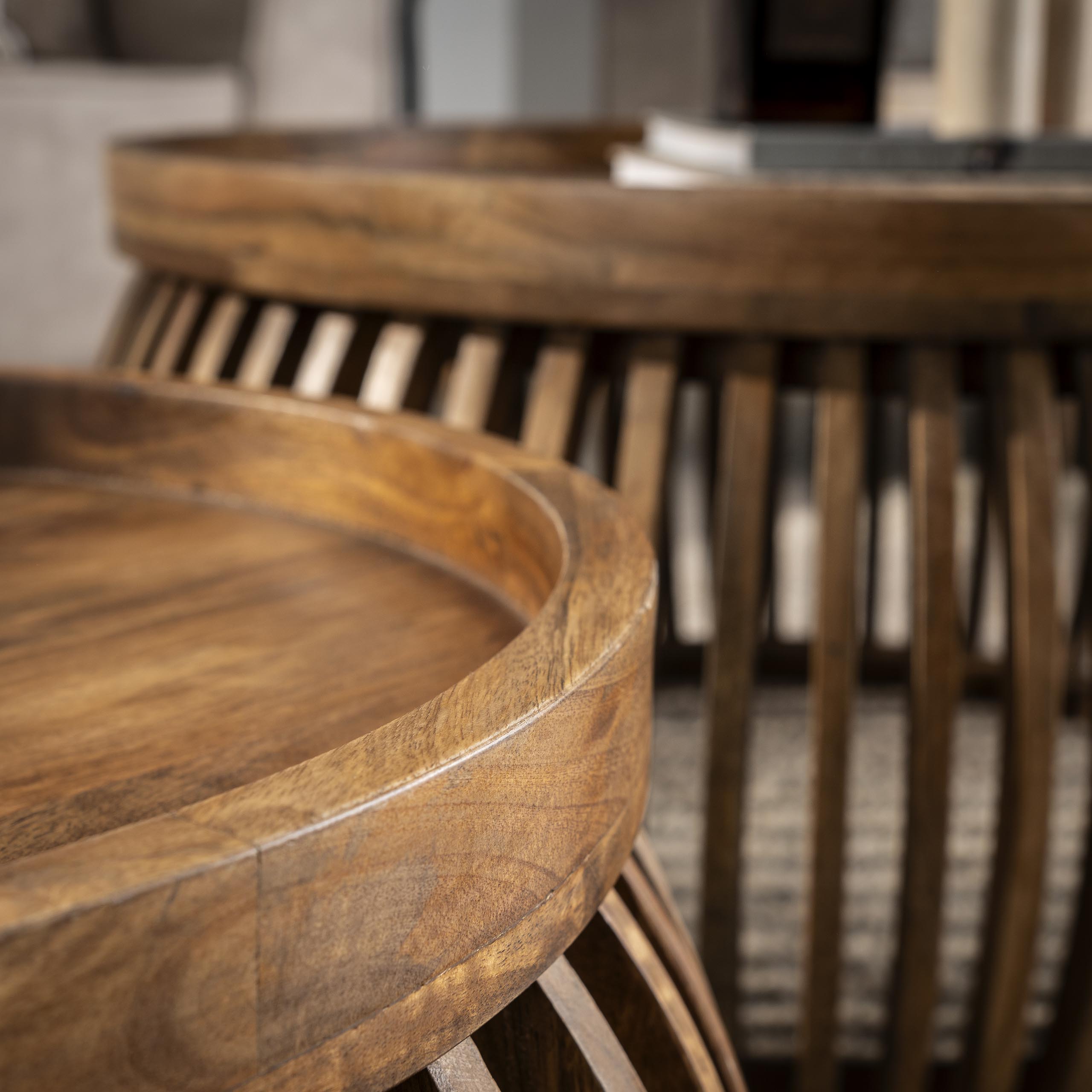 Salontafel Arcadia - Rond - Mangohout - Set van 2