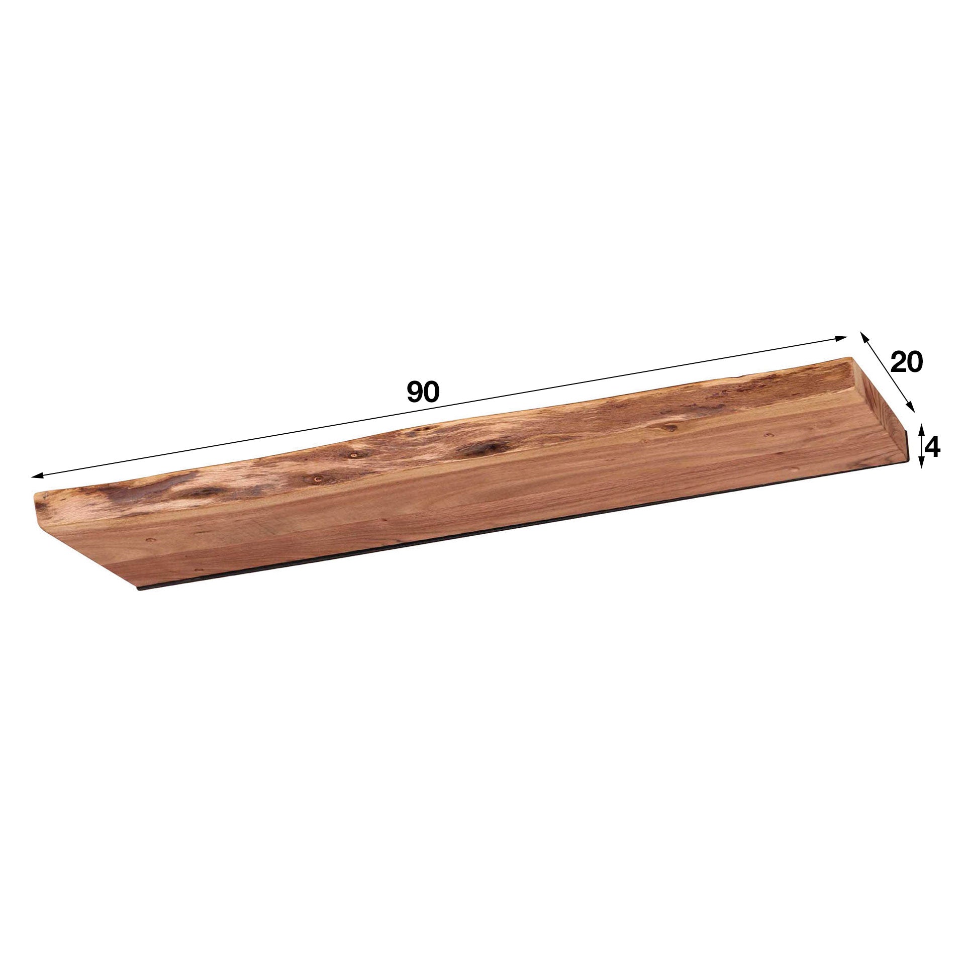 Wandplank Luc - Bruin - Acaciahout - 90 cm