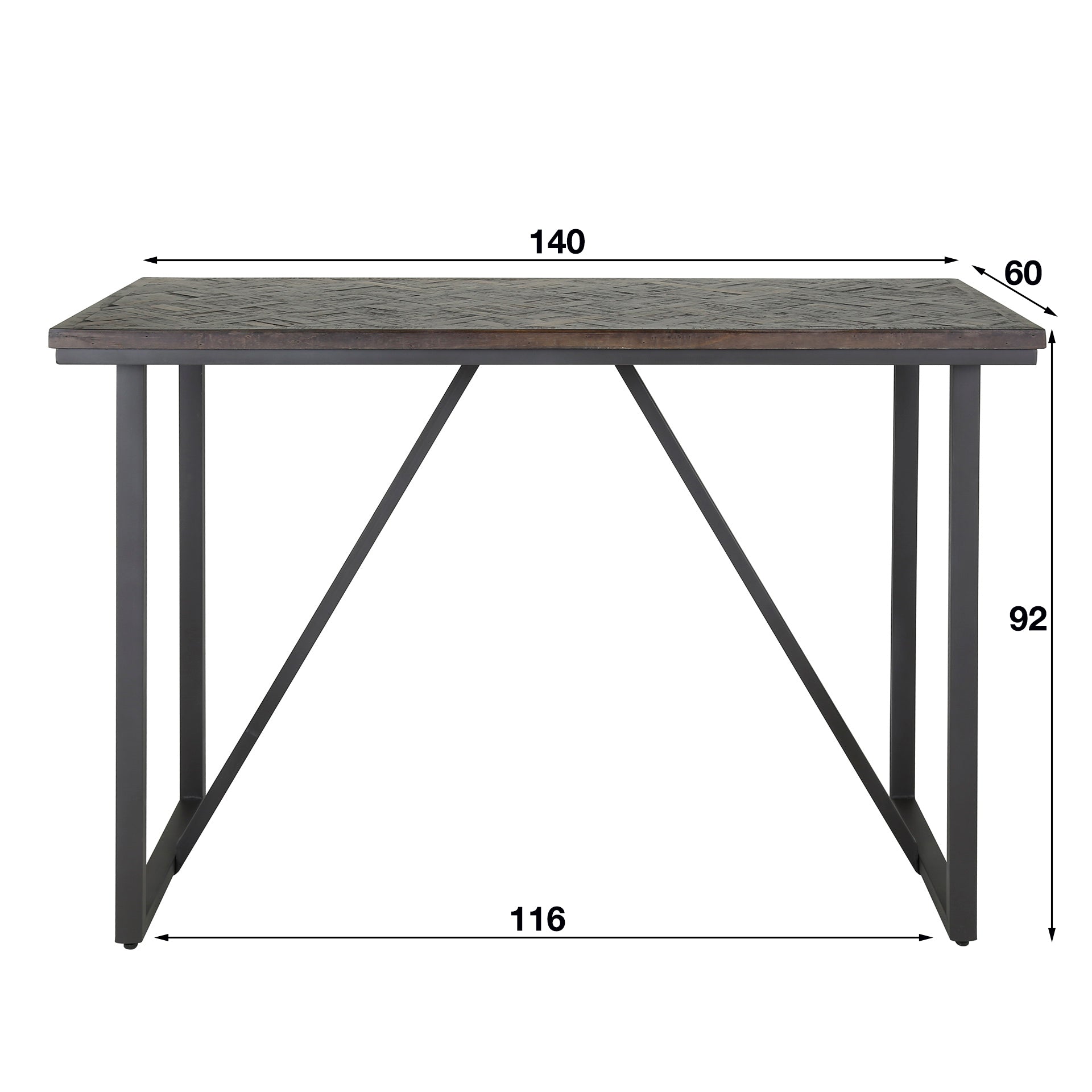 Bartafel Gina - Bruin - Teakhout - 140 cm