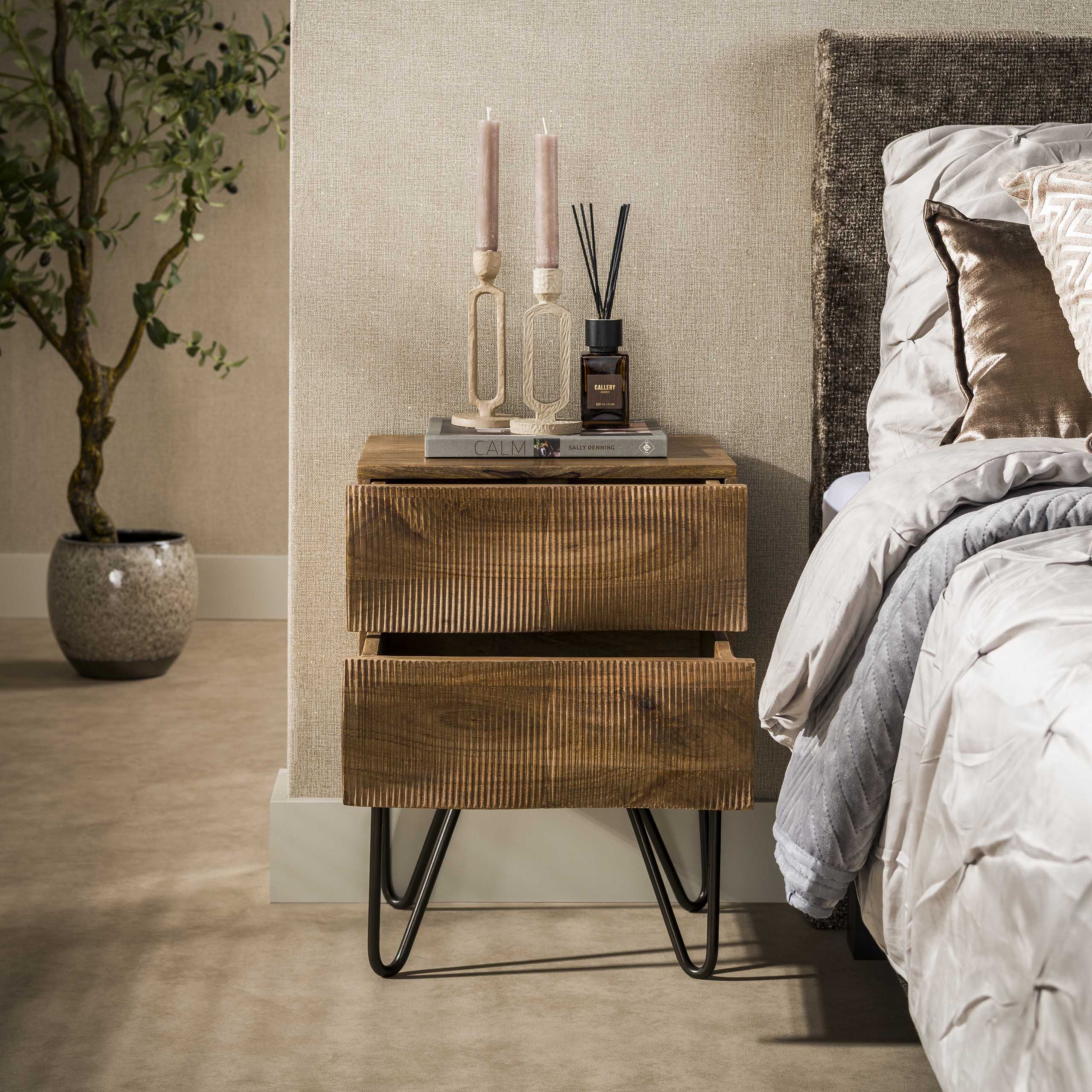 Nachtkastje Sorano - Mangohout - Staand