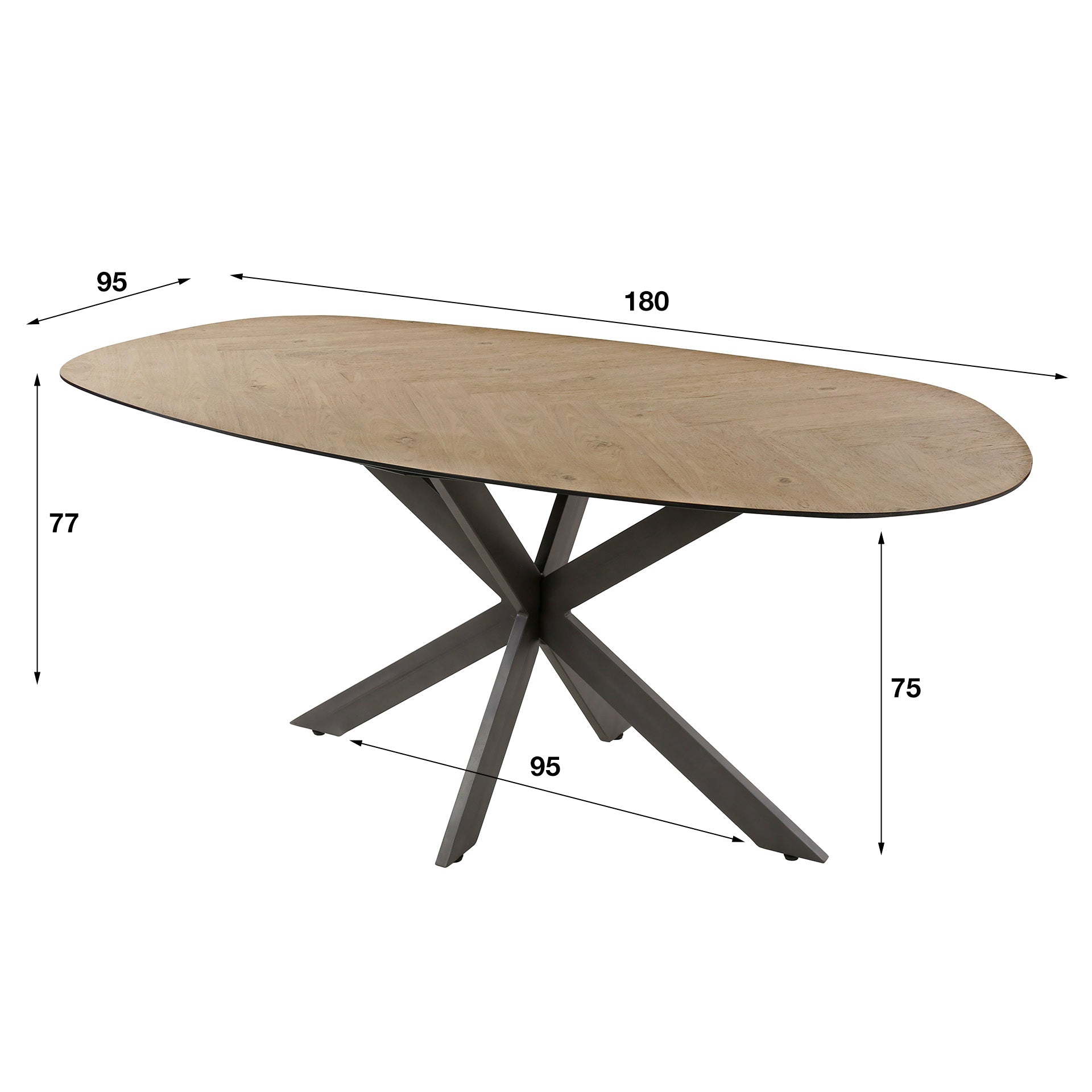 Eettafel David - Organisch - Teakhout - 180 cm