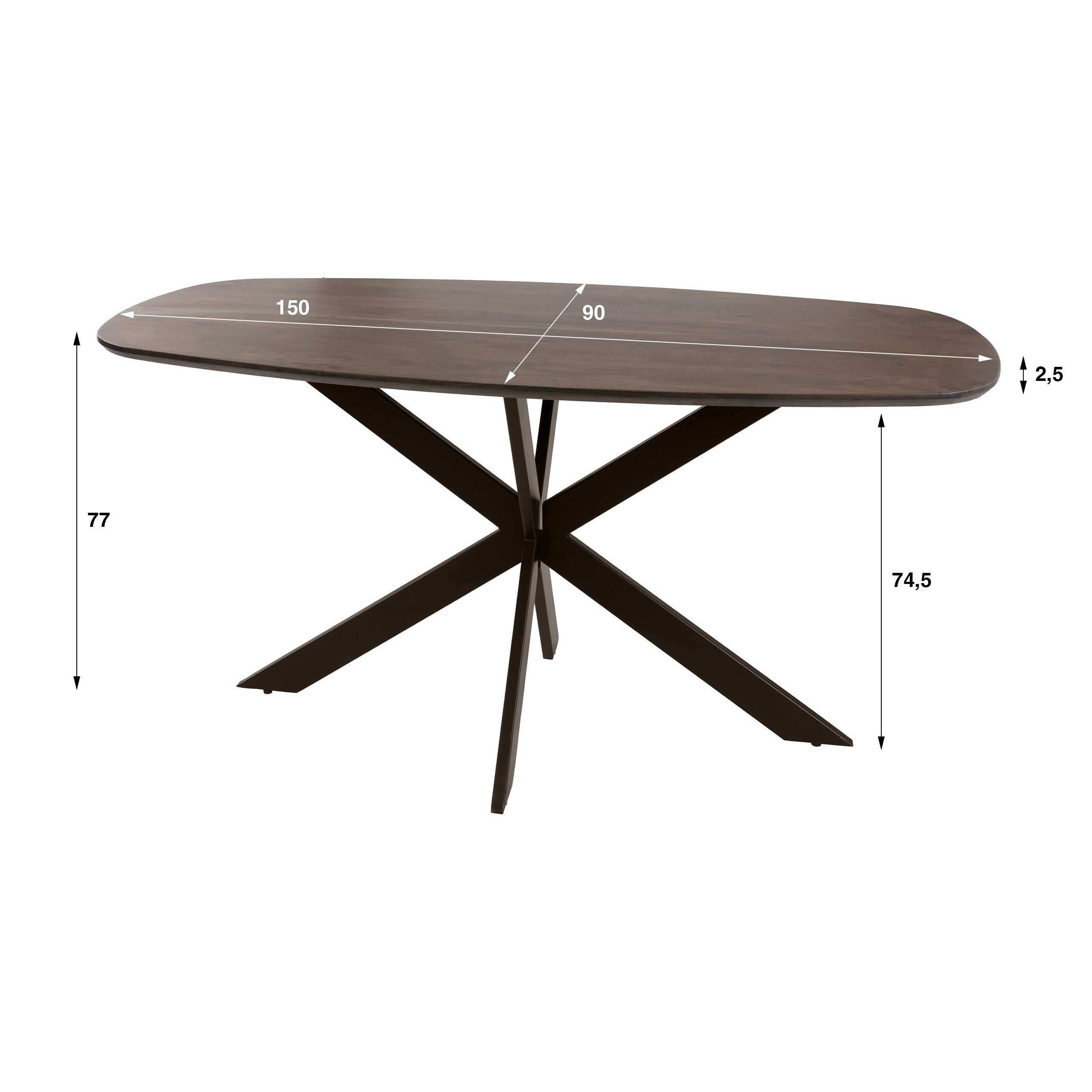 Eettafel Arlune - Deens Ovaal - Acaciahout - 150 cm