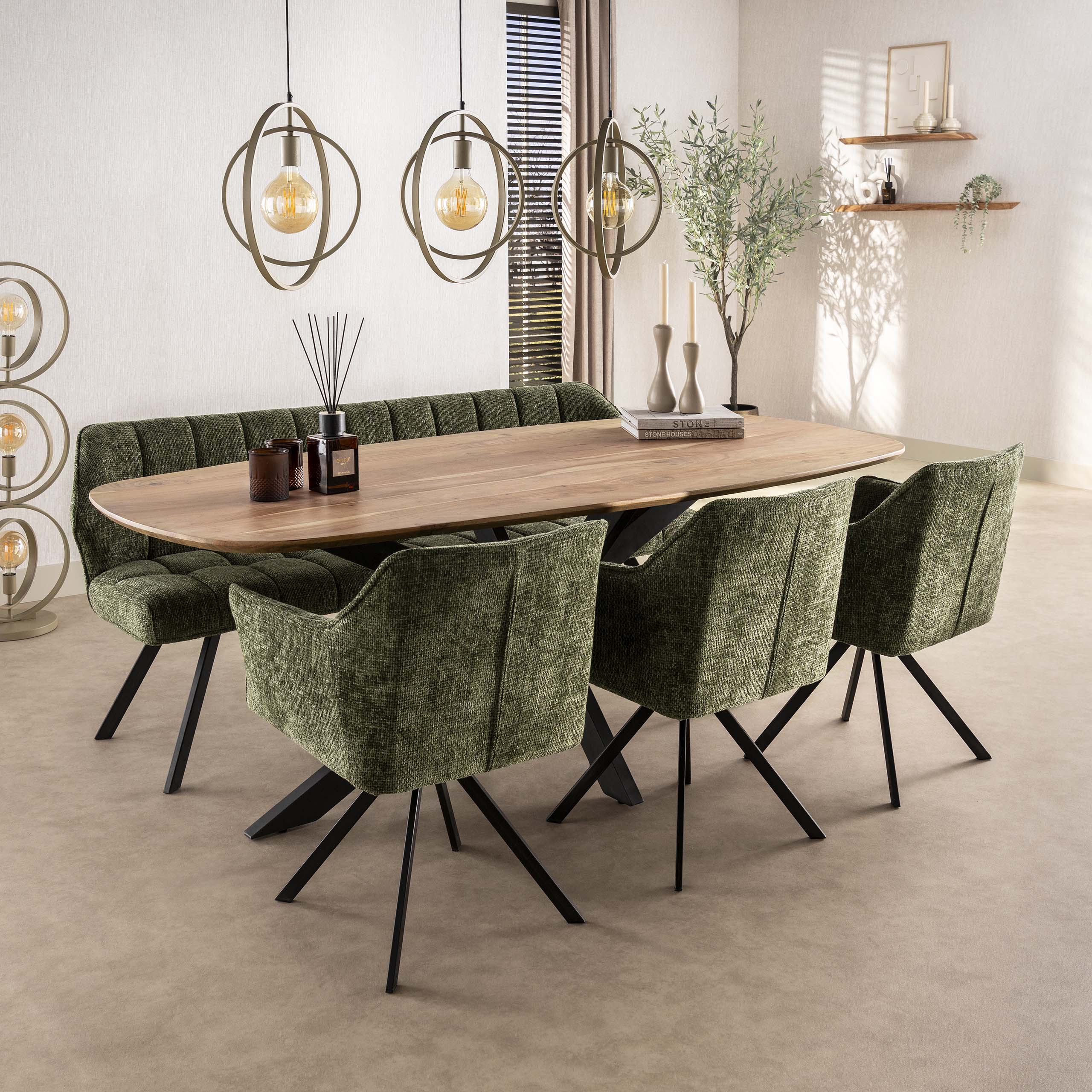 Eettafel Melody - Deens Ovaal - Acaciahout - 215 cm
