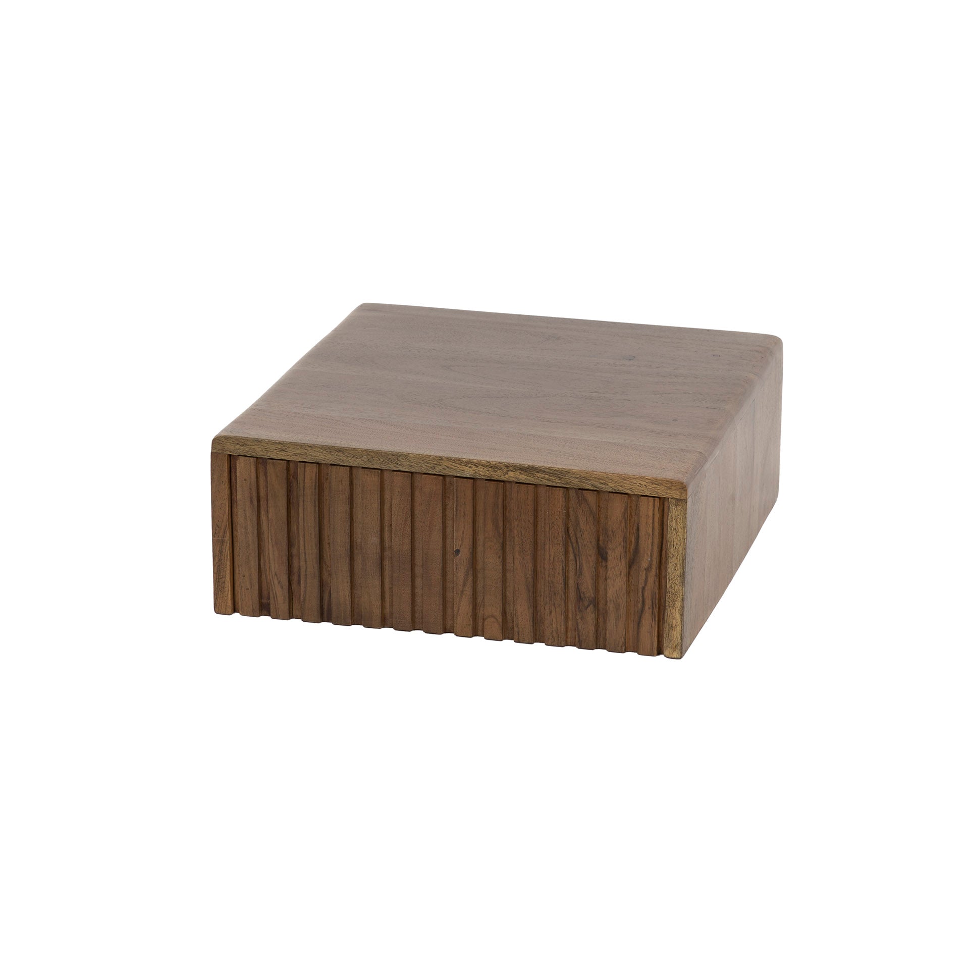 Nachtkastje Stripe - Donkerbruin - Acaciahout - Zwevend