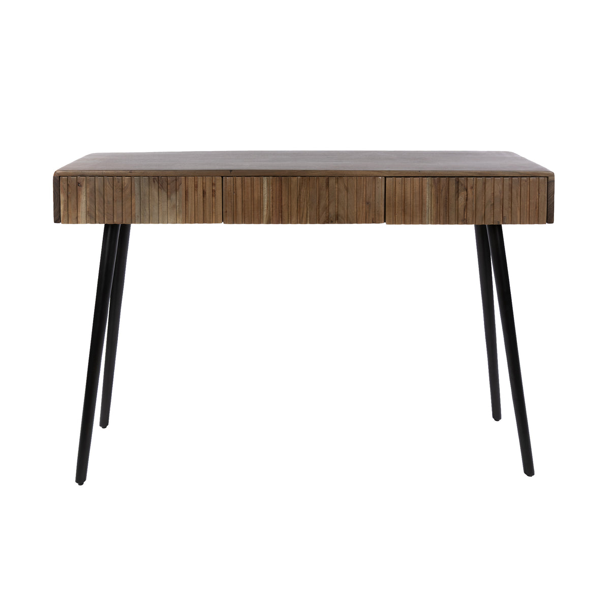 Haltafel Orven van Meubelista, vooraanzicht met drie gesloten lades en slanke poten.