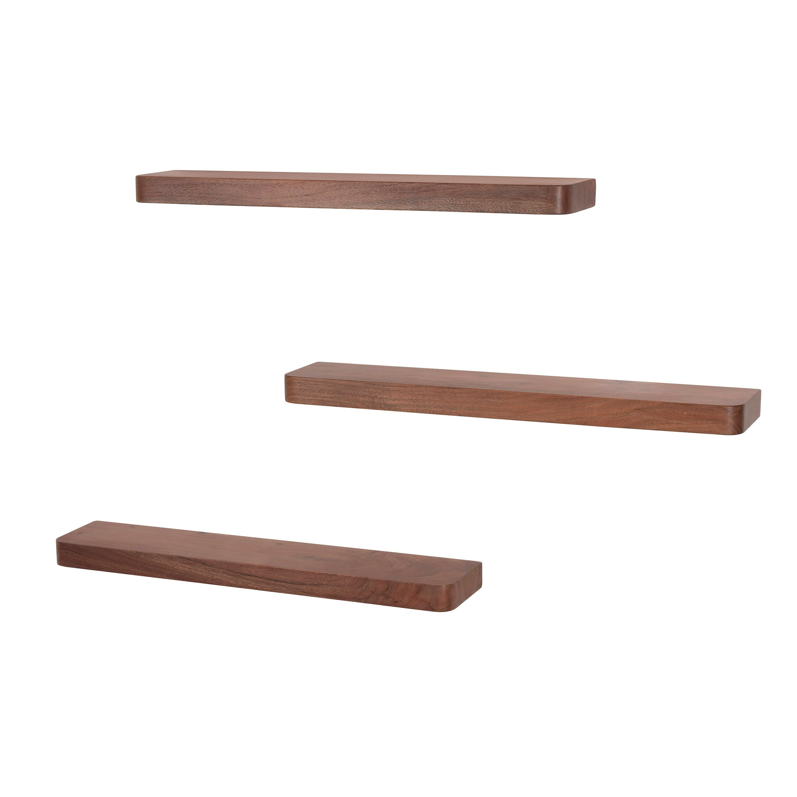 Wandplank Lume - Donkerbruin - Acaciahout - Set van 3