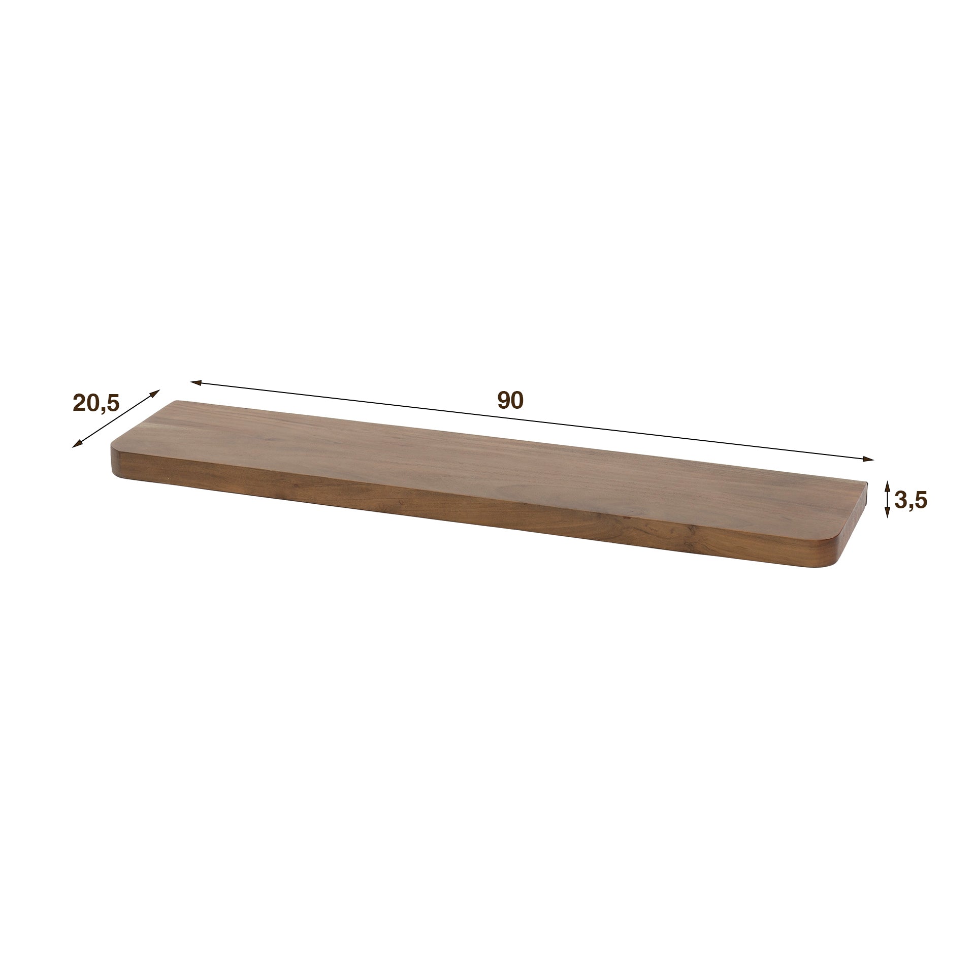 Wandplank Lume - Donkerbruin - Acaciahout - 90 cm