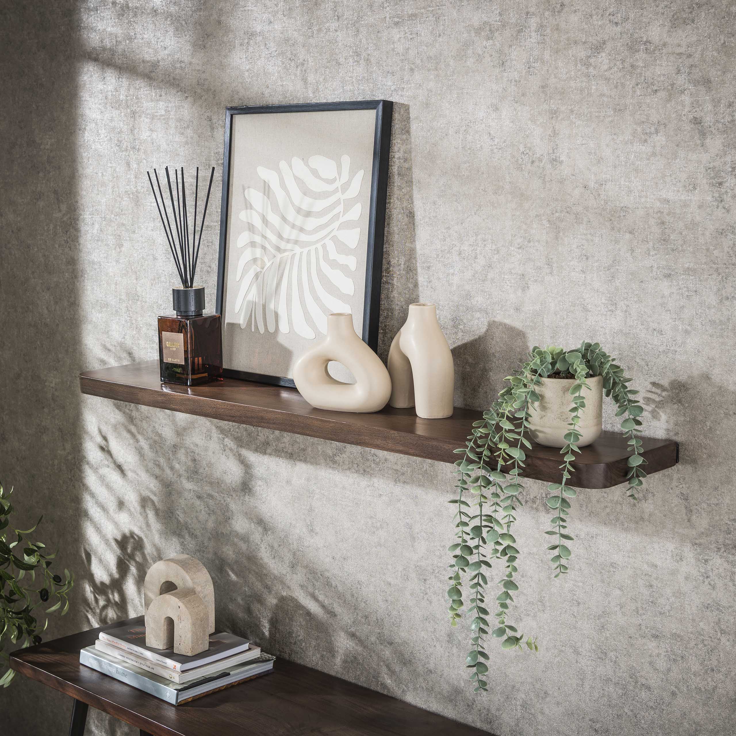 Wandplank Lume - Donkerbruin - Acaciahout - 120 cm