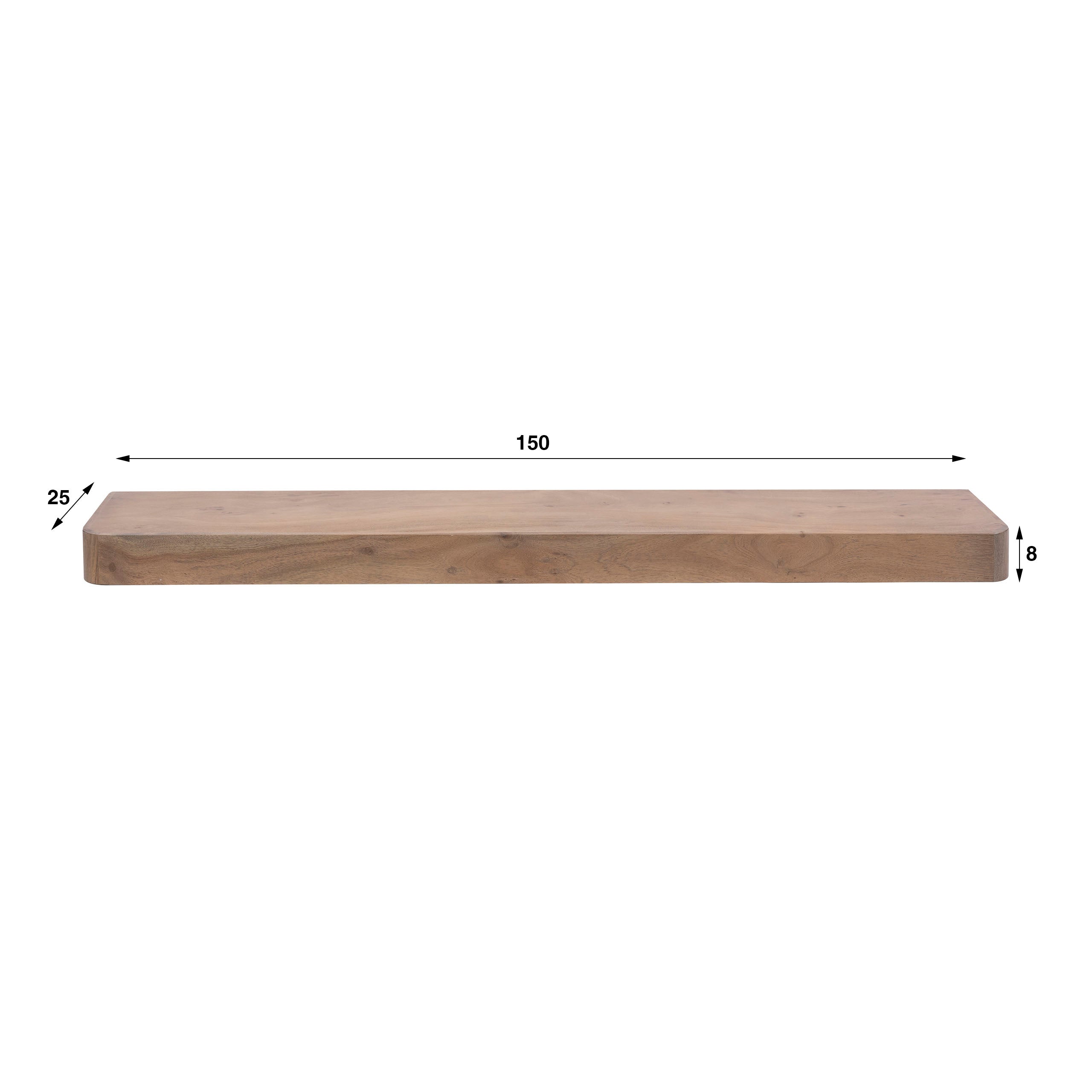 Wandplank Brodie - Donkerbruin - Acaciahout - 150 cm