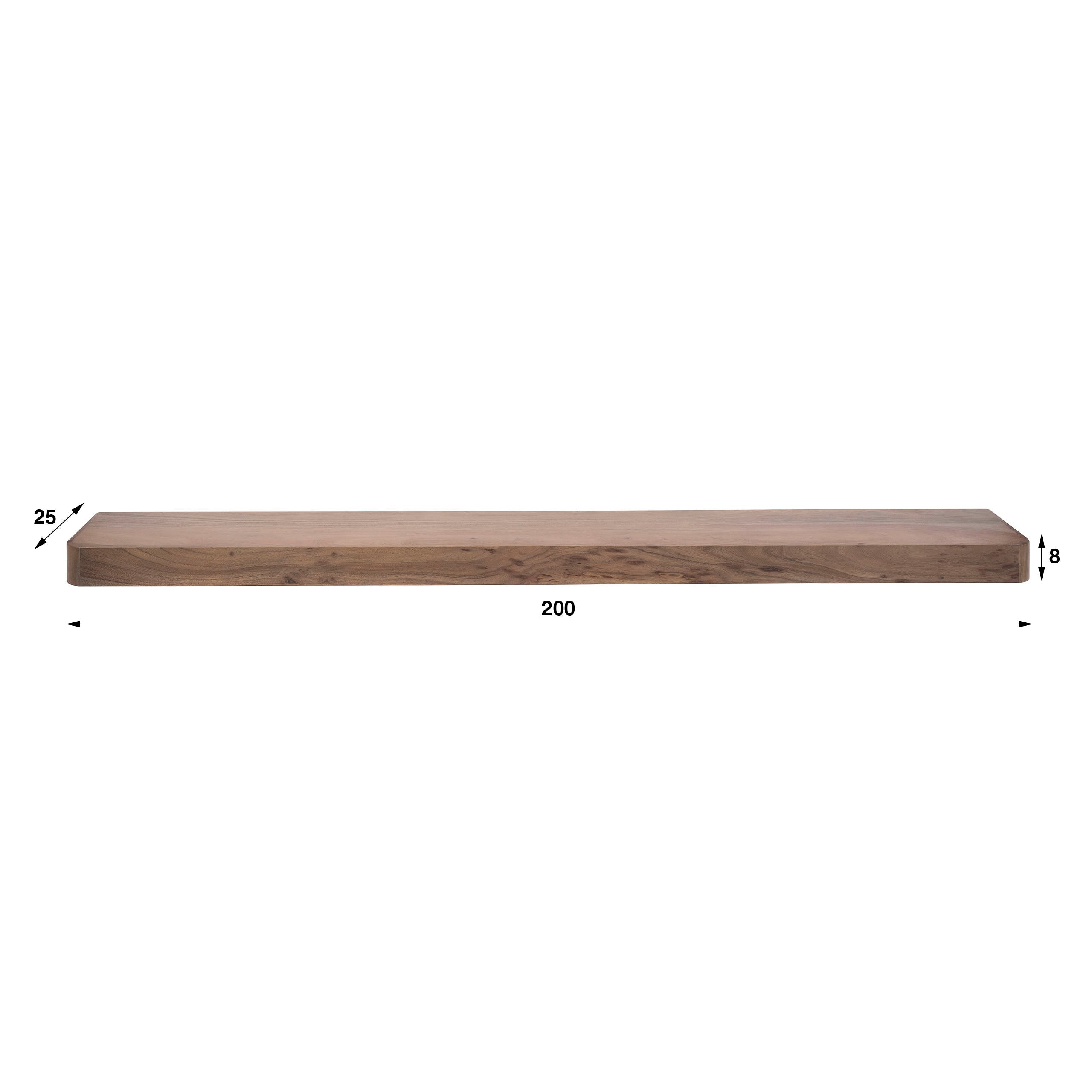 Wandplank Brodie - Donkerbruin - Acaciahout - 200 cm