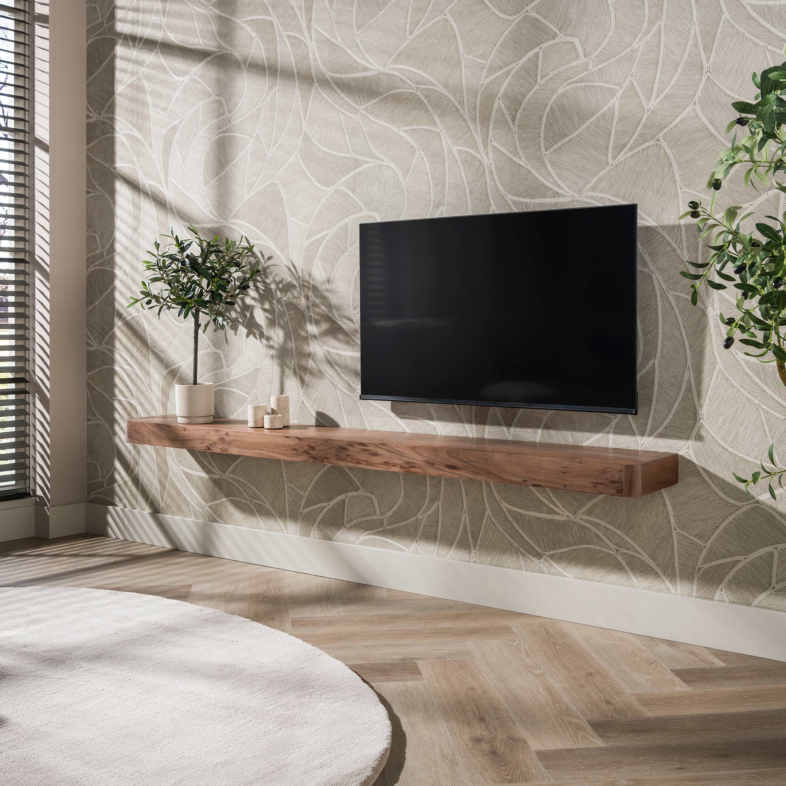 Wandplank Brodie - Donkerbruin - Acaciahout - 200 cm