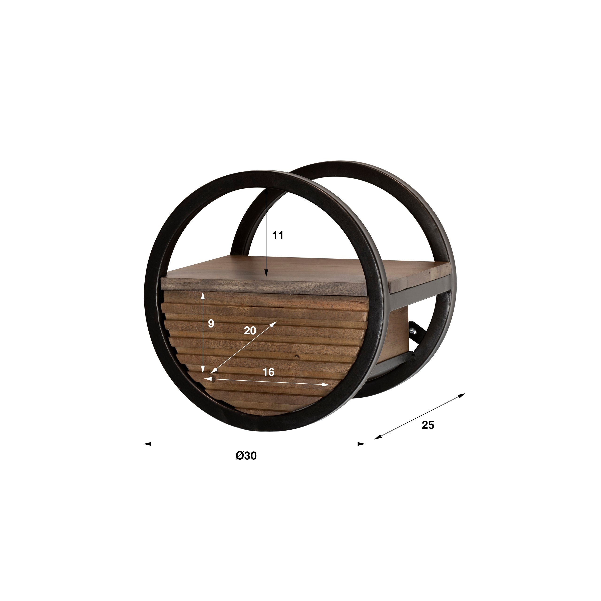 Wandschap Circo - Bruin - Acaciahout - 30 cm