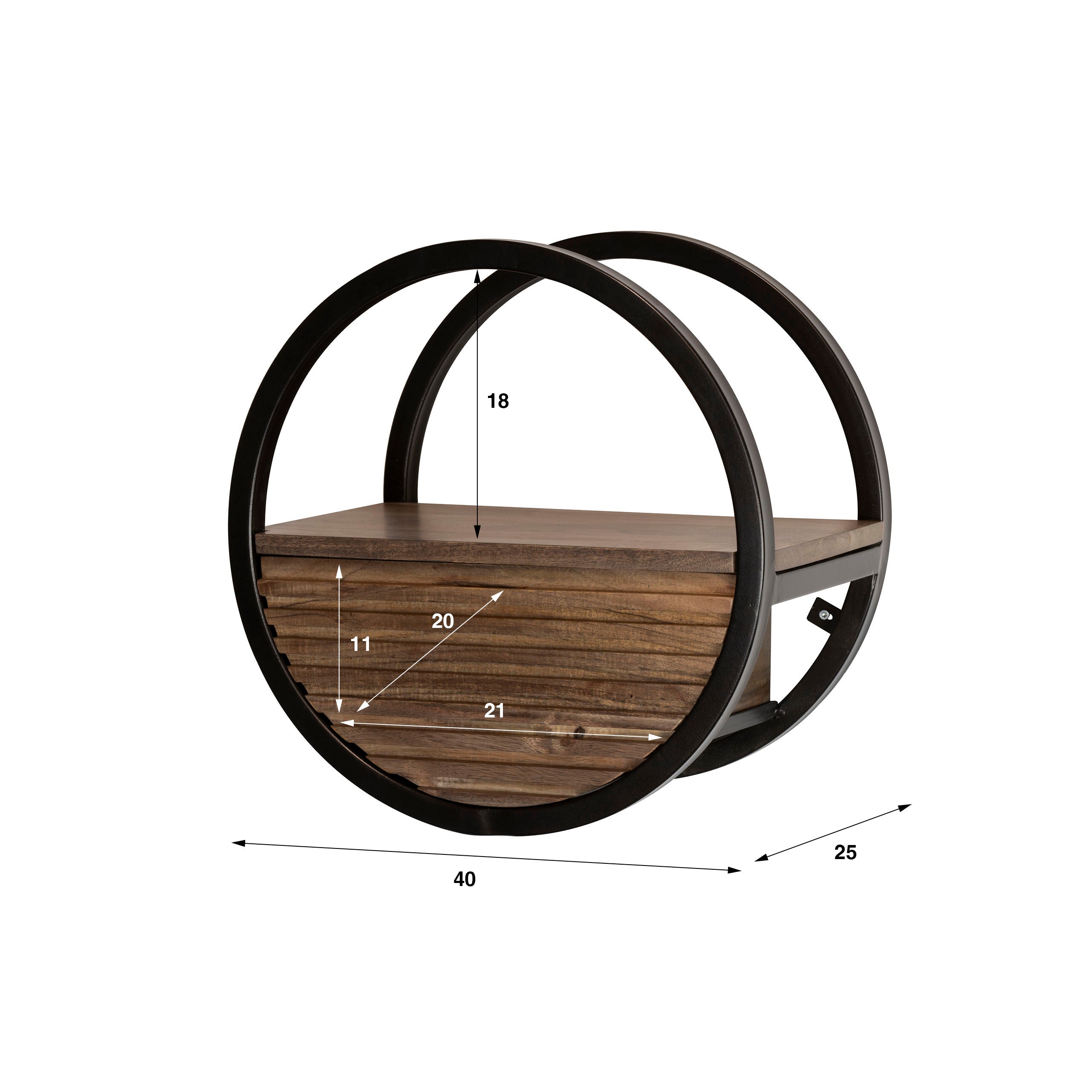 Wandschap Circo - Bruin - Acaciahout - 40 cm