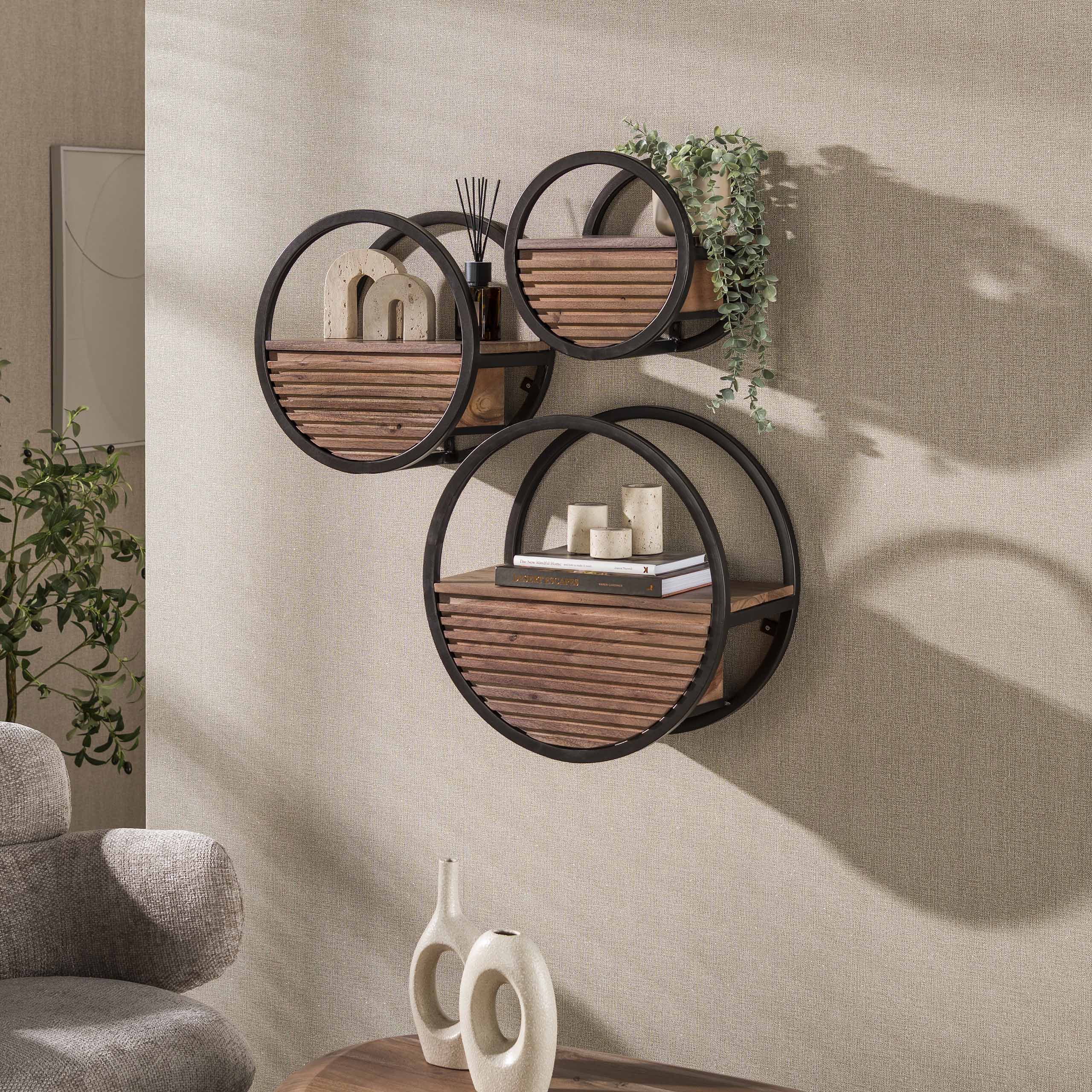 Wandschap Circo - Bruin - Acaciahout - 50 cm