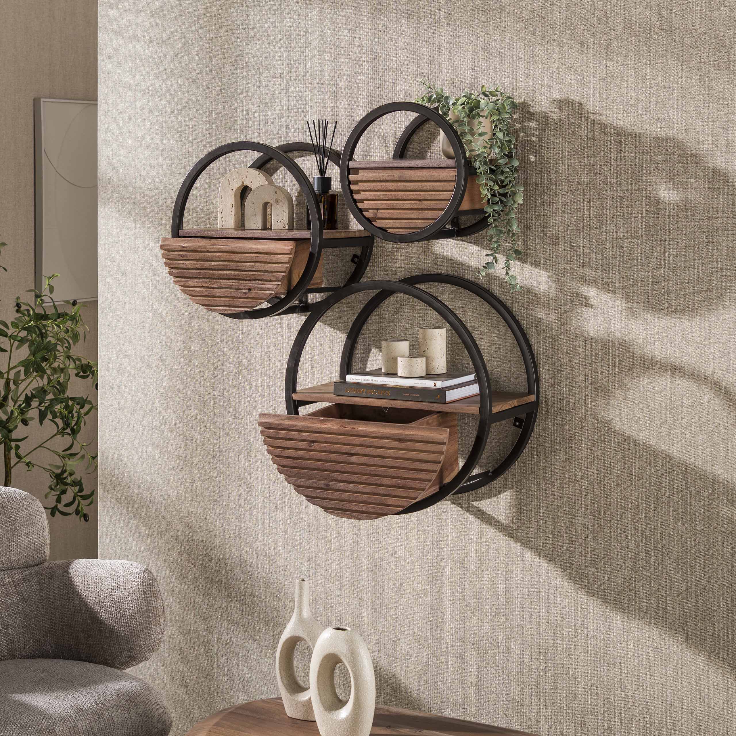 Wandschap Circo - Bruin - Acaciahout - 50 cm