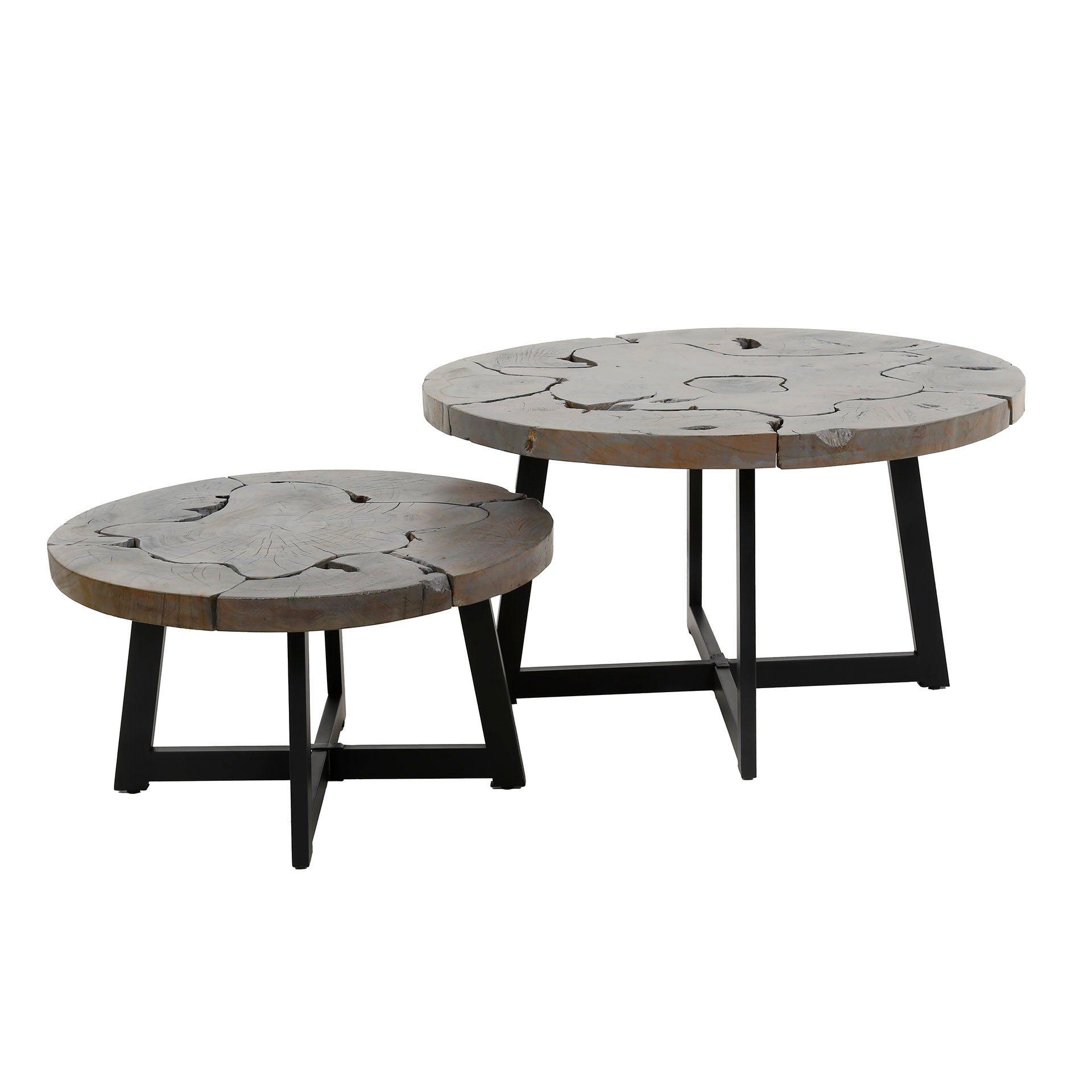 Salontafel Illume - Grijs - Teakhout - Set van 2