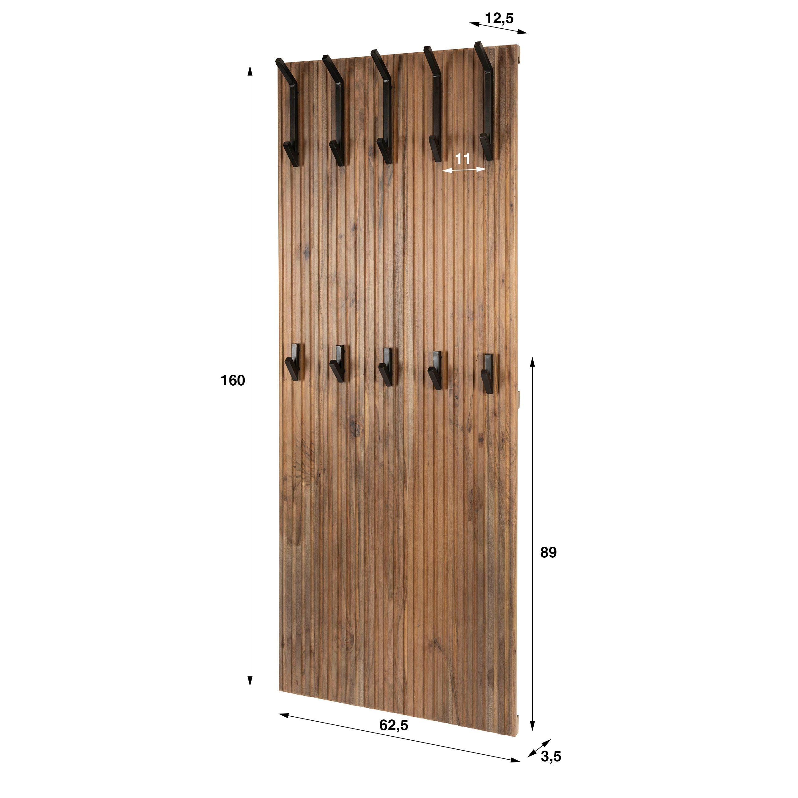 Kapstok Nola - Brons - Acaciahout - 10 haken