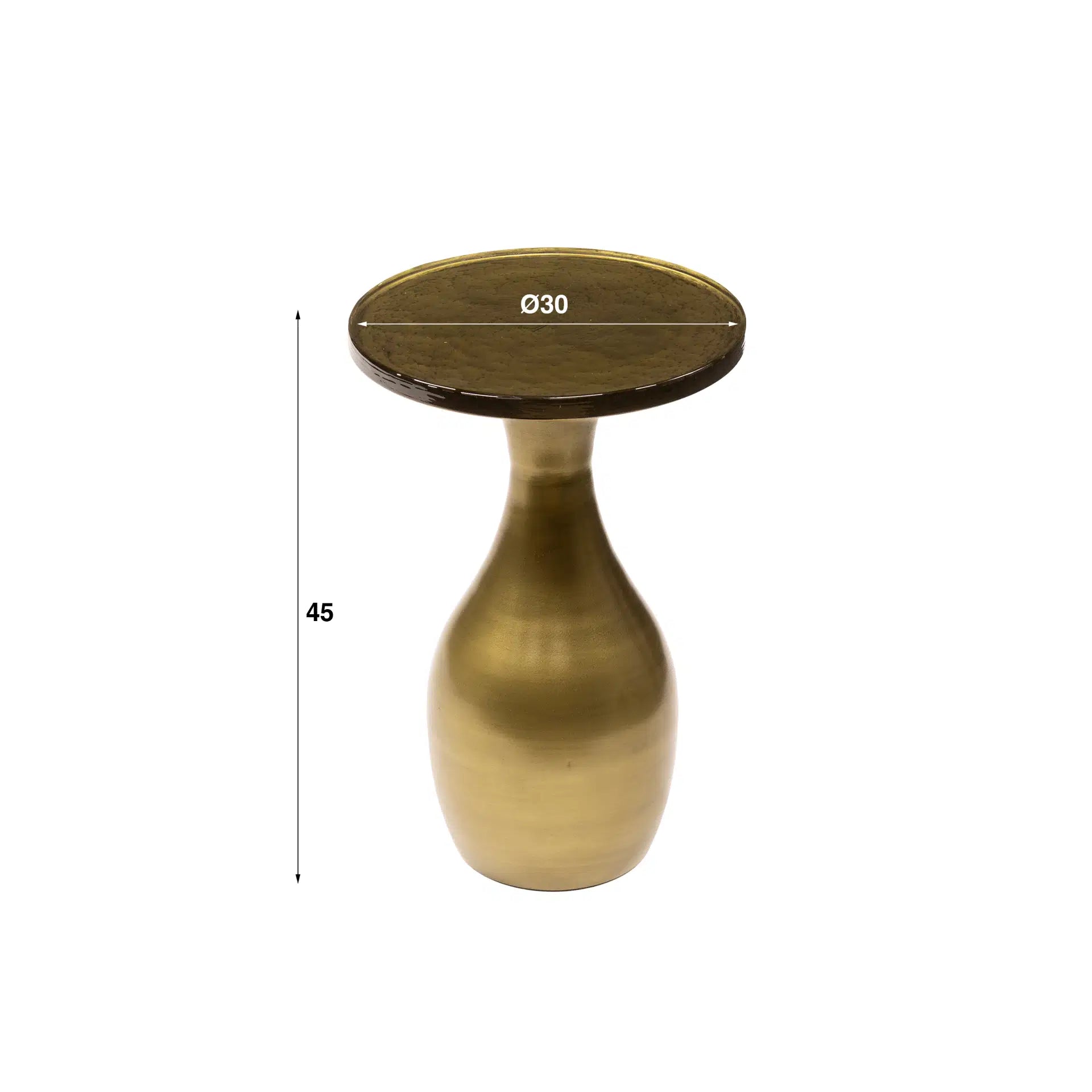Bijzettafel Veyro - Rond - Goud - Glas - 45 cm