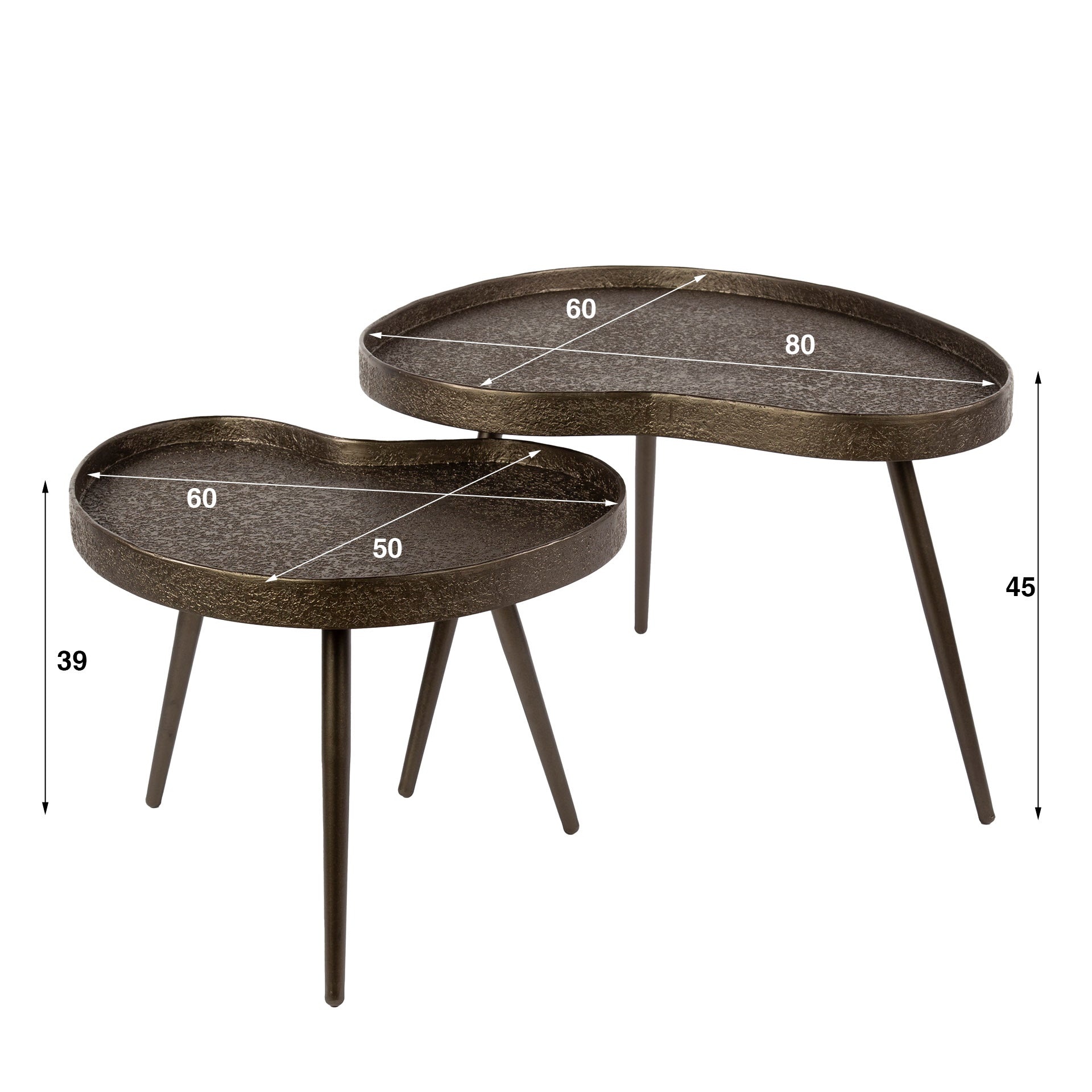 Salontafel Eylon - Organisch - Liquid Metal - Set van 2