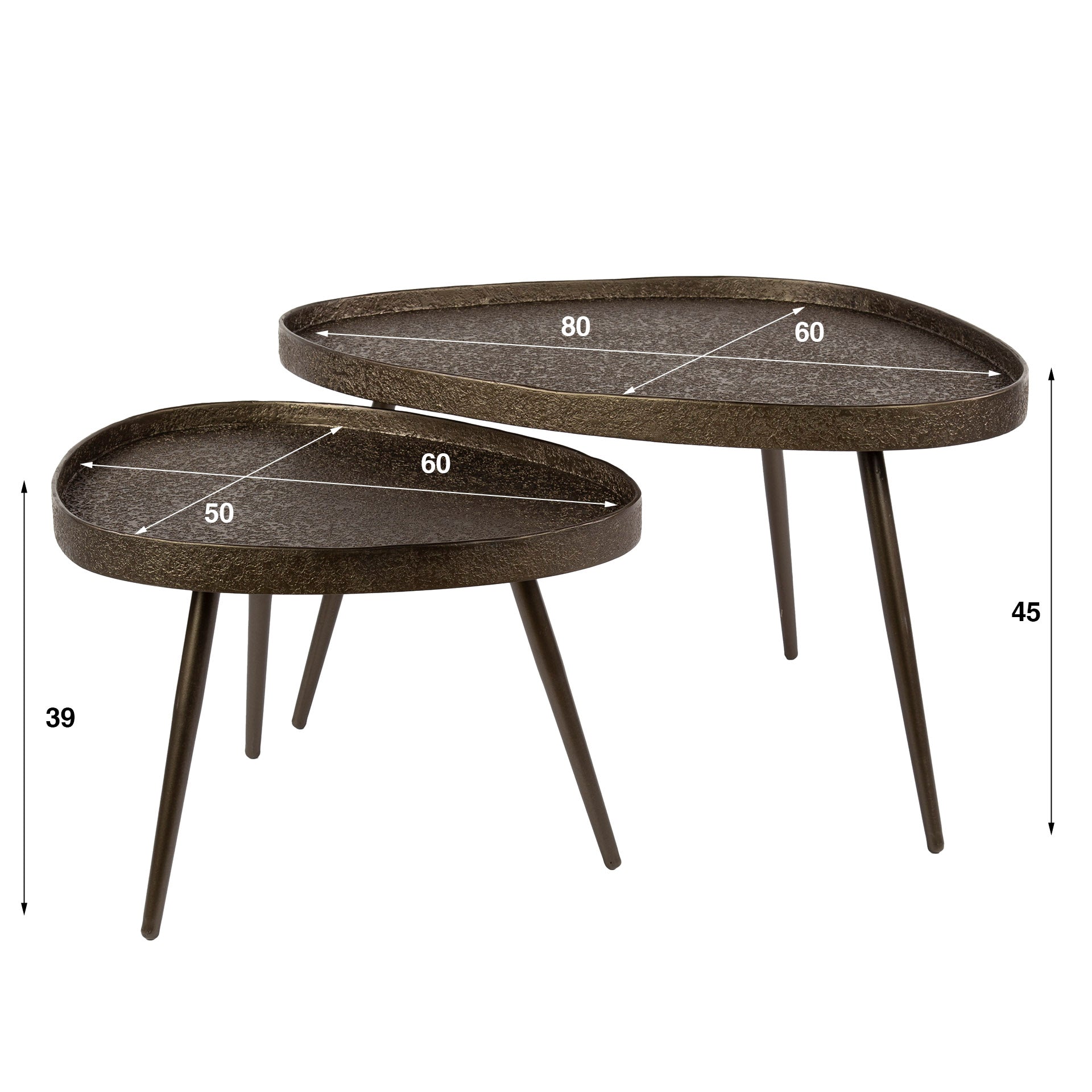Salontafel Alistar - Organisch - Liquid Metal - Set van 2