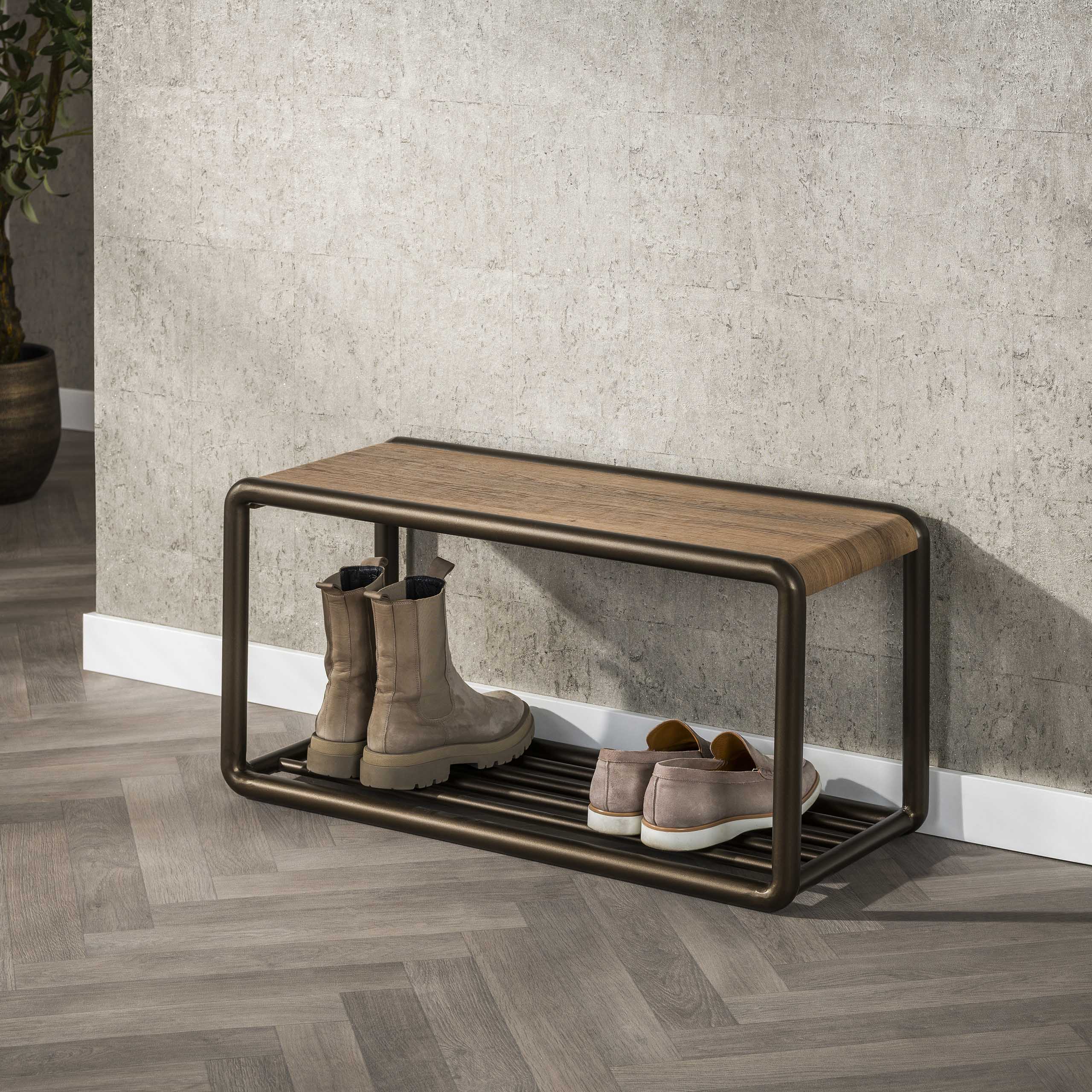 Schoenenbank Selvo - Brons - Gepoedercoat Staal - 80 cm