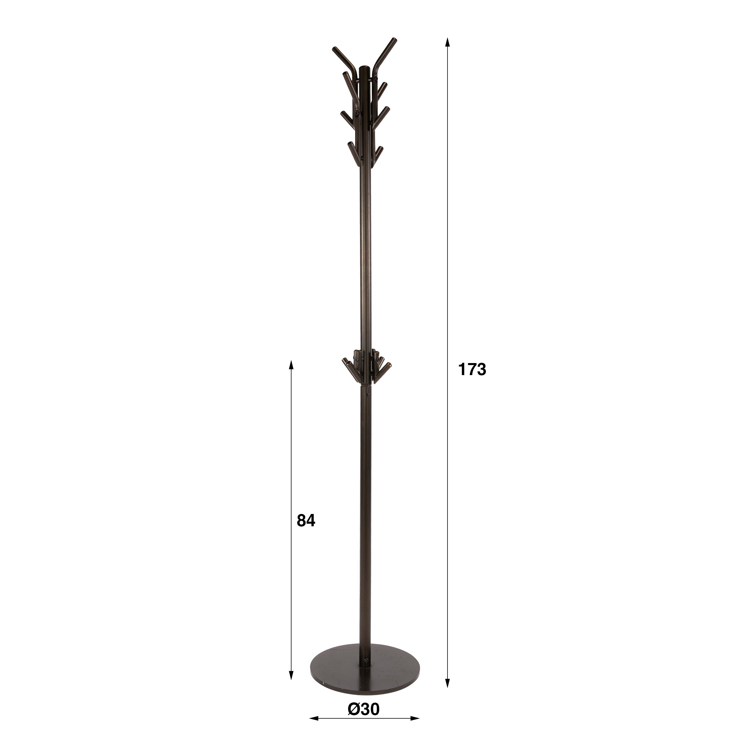 Staande Kapstok Lumi - Brons - Gepoedercoat Staal - 12 haken
