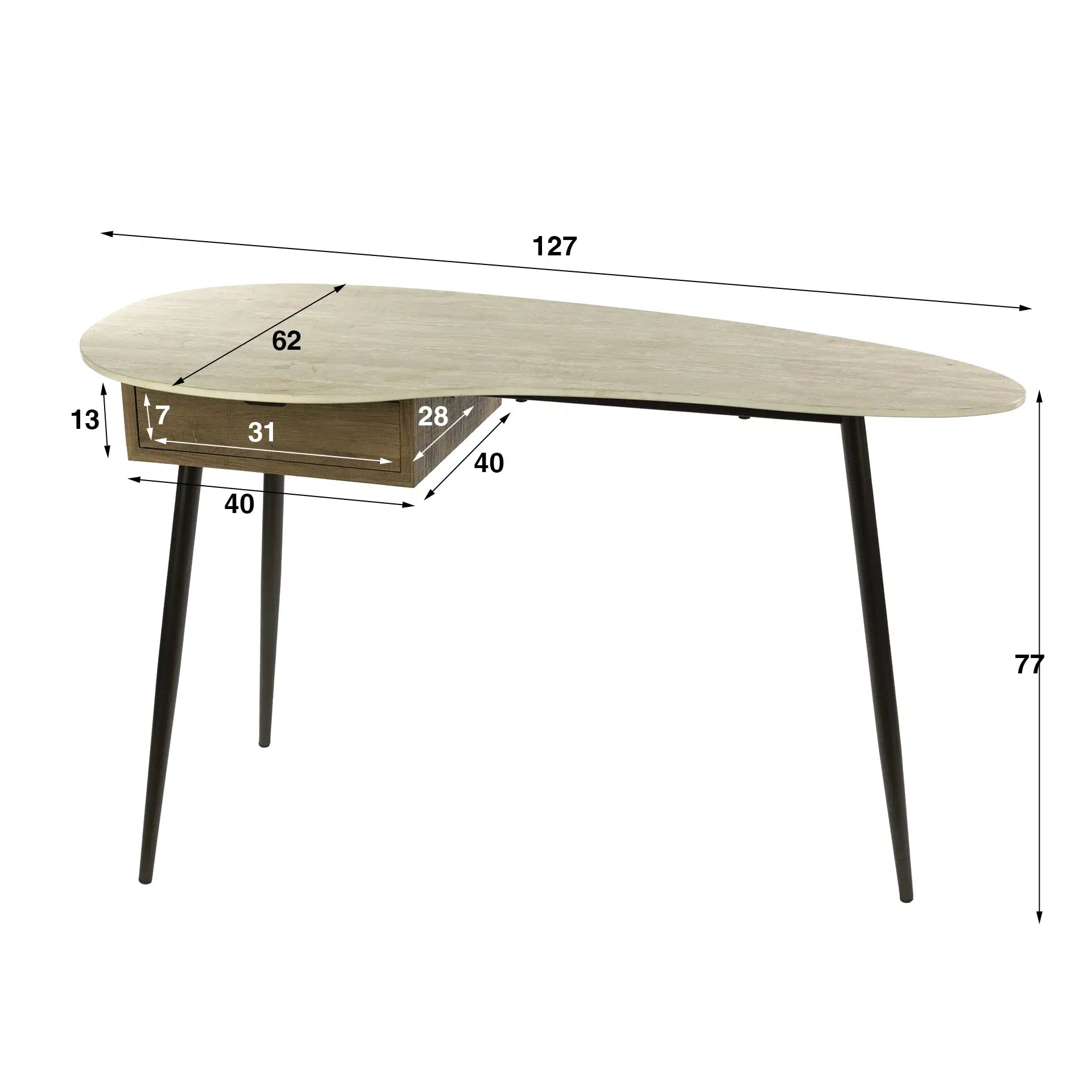 Kaptafel Cayla - Ivoor - Keramisch Travertin - 77 cm