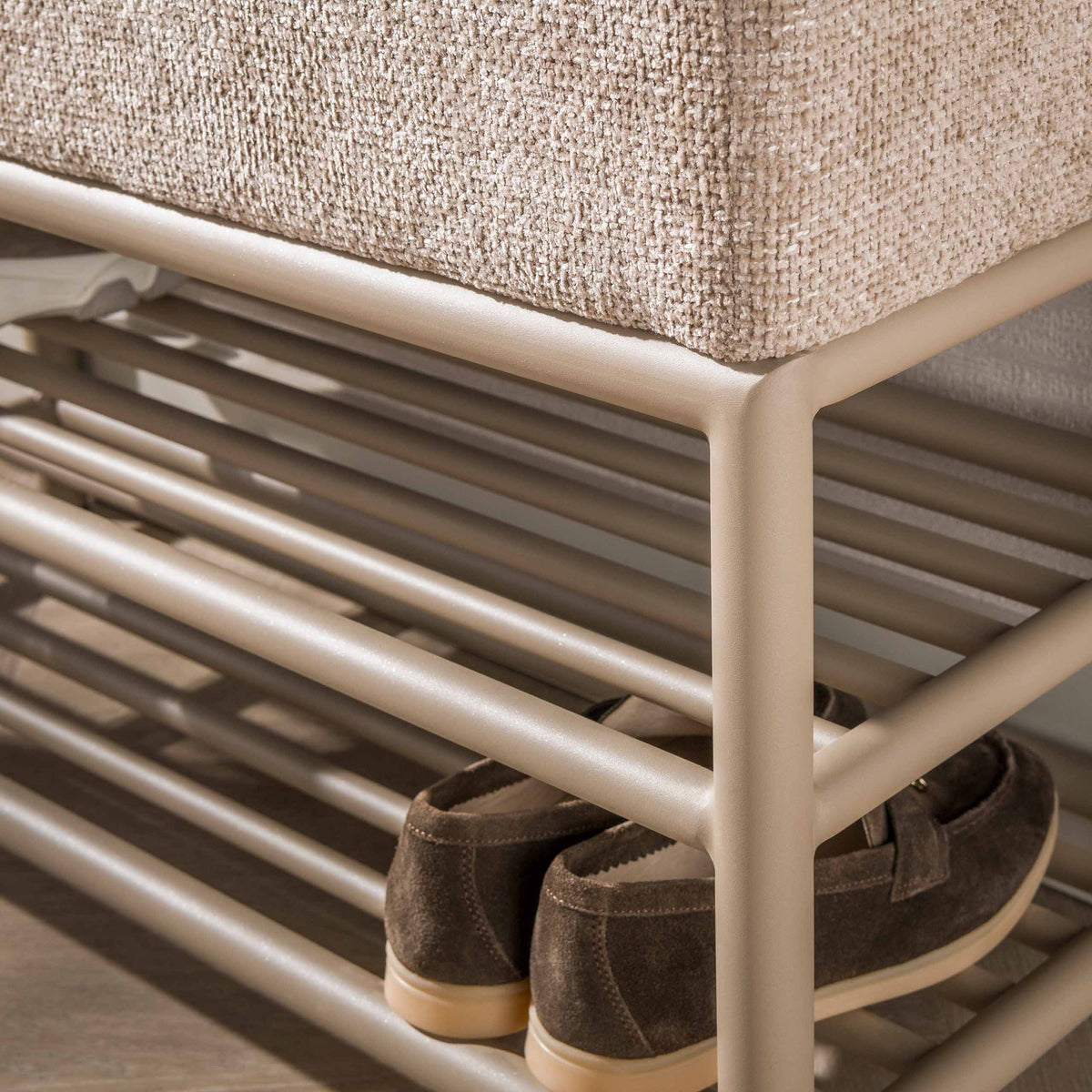 Schoenenbank Lumi - Beige - Gepoedercoat Staal - 85 cm