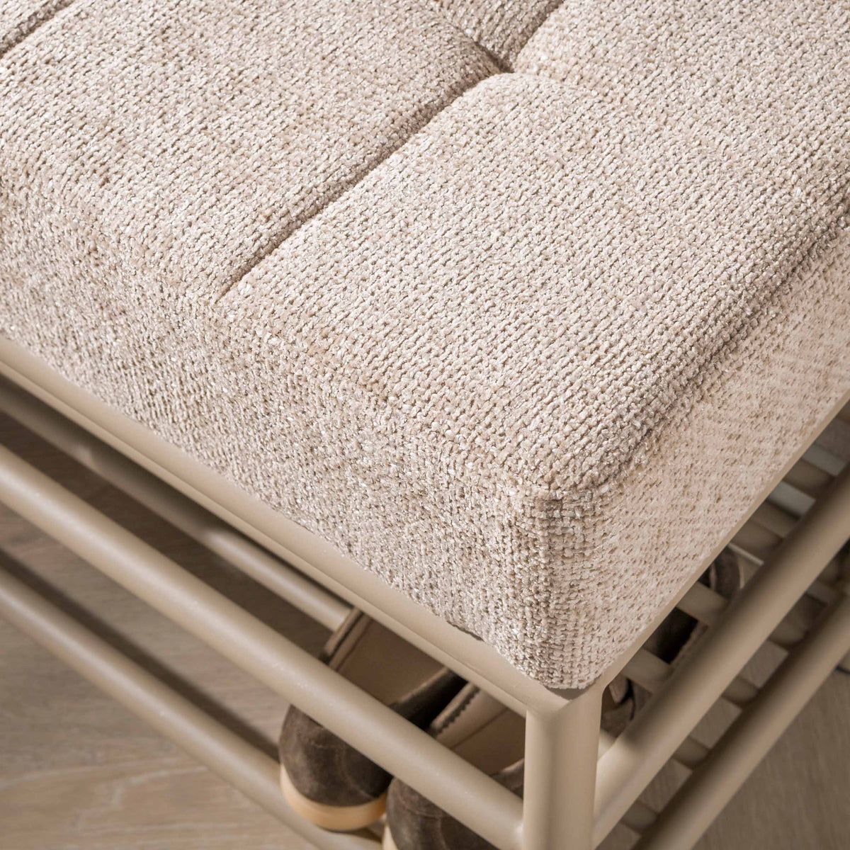 Schoenenbank Lumi - Beige - Gepoedercoat Staal - 85 cm