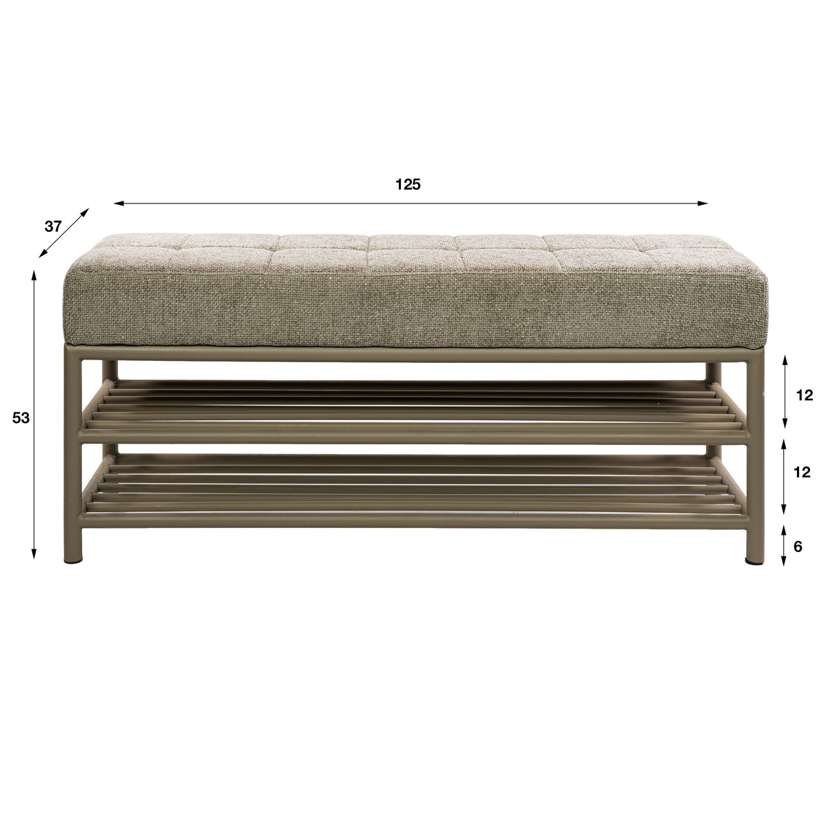 Schoenenbank Lumi - Beige - Gepoedercoat Staal - 125 cm