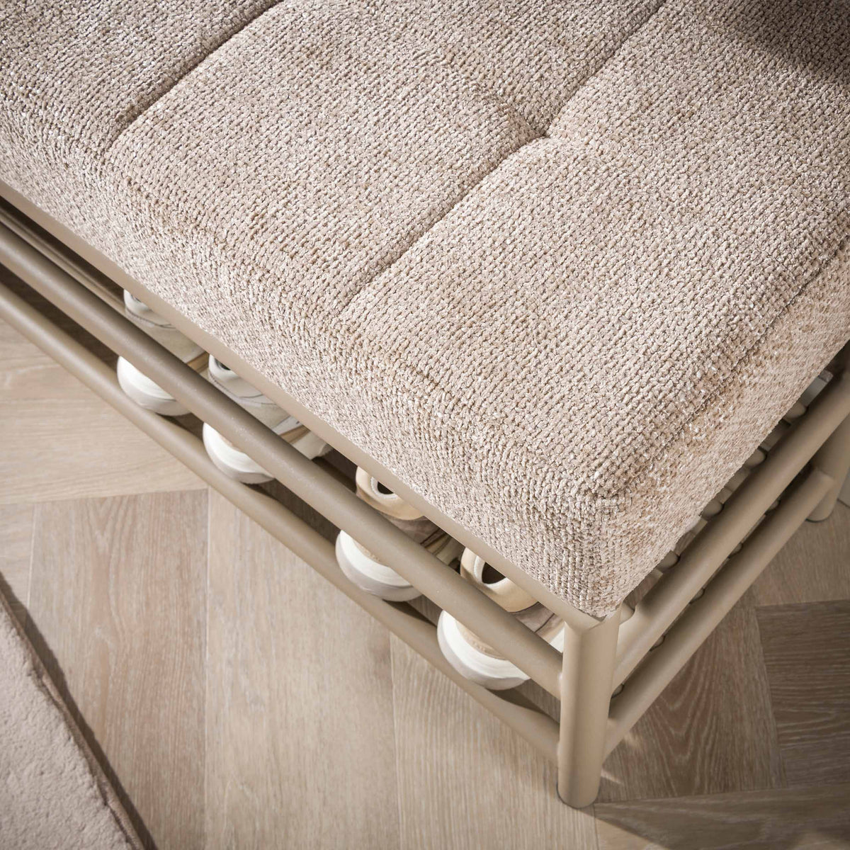 Schoenenbank Lumi - Beige - Gepoedercoat Staal - 125 cm